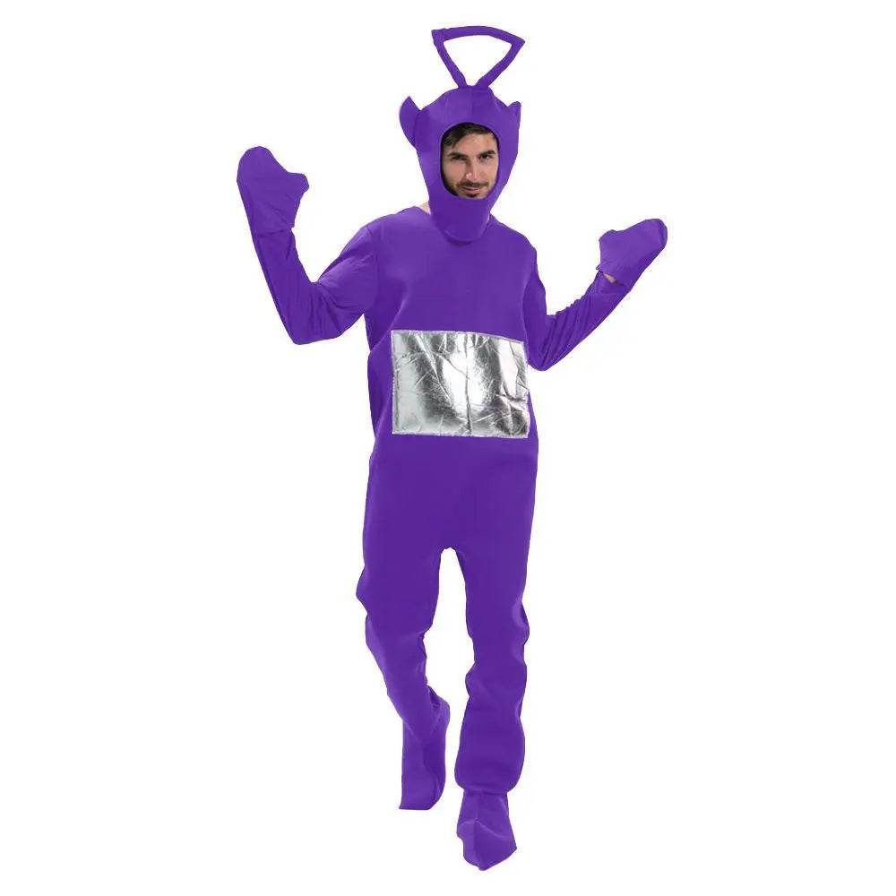 Teletubbies Pajamas Tinky Winky Dipsy Po Laa-Laa Coral Fleece Pajamas Onesies for Adults - zzcosplay