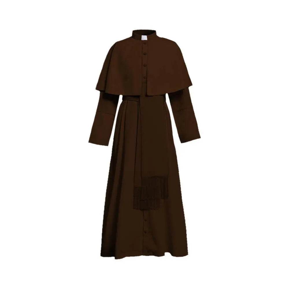 Unisex Men Solid Long Father Vicar Fancy Medieval Priest Costumes Cosplay Party Props - zzcosplay