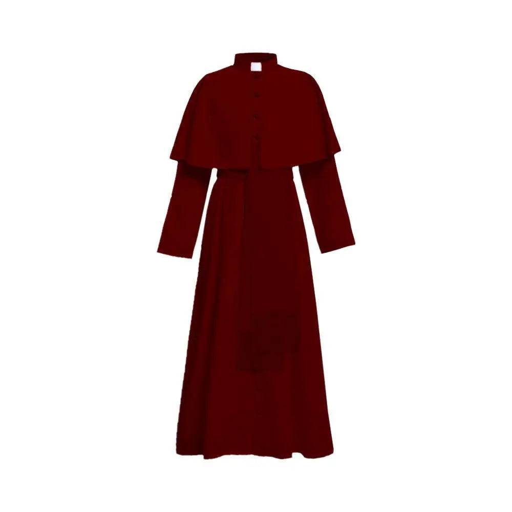 Unisex Men Solid Long Father Vicar Fancy Medieval Priest Costumes Cosplay Party Props - zzcosplay