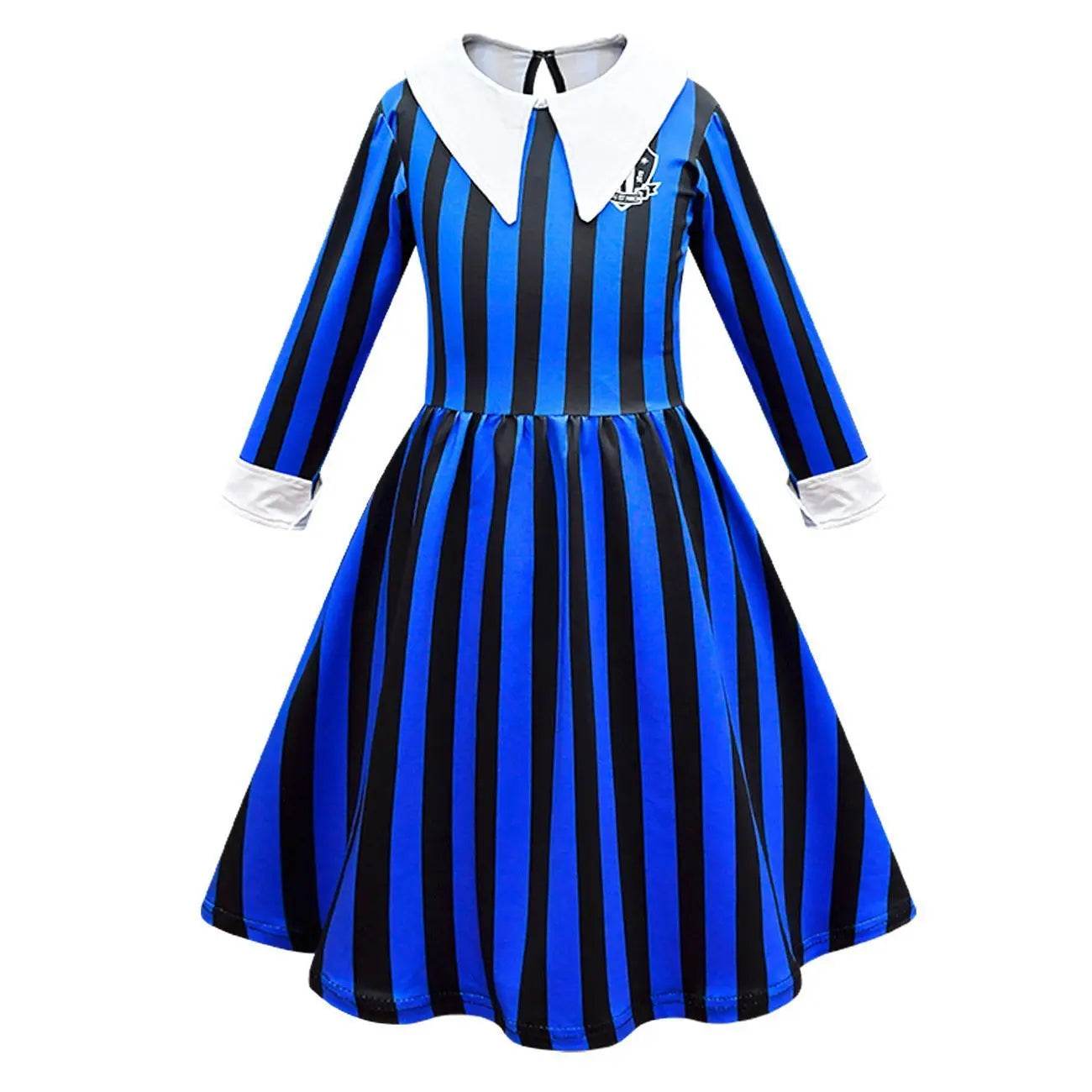 Wednesday Costume The Addams Family Cosplay Striped Dress For Kids - zzcosplay