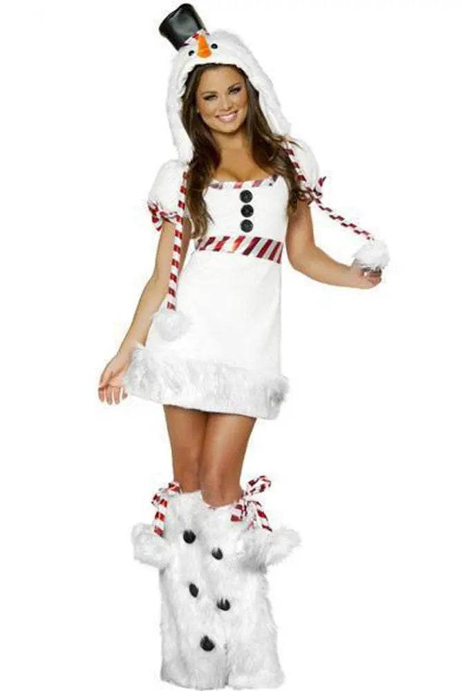 White Snowman Costume Woman Dress Halloween Christmas Party Wear - zzcosplay