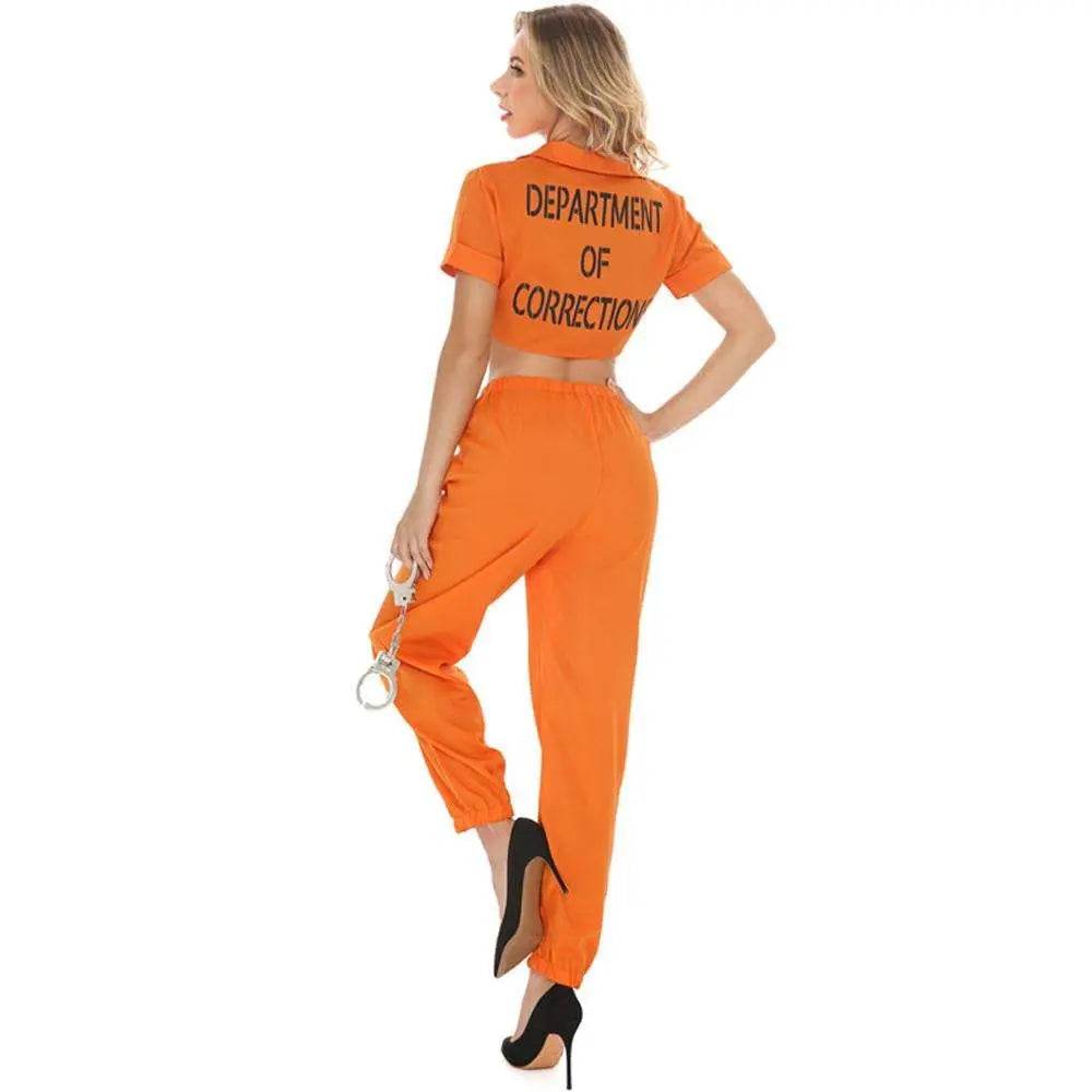 Women Prisoner Costume Halloween Cosplay Jumpsuit Female - zzcosplay