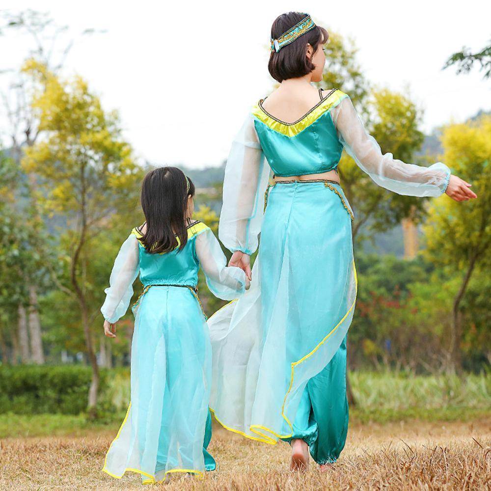 Aladdin Princess Jasmine Costume Cosplay Matching Dress Mom And Me - zzcosplay