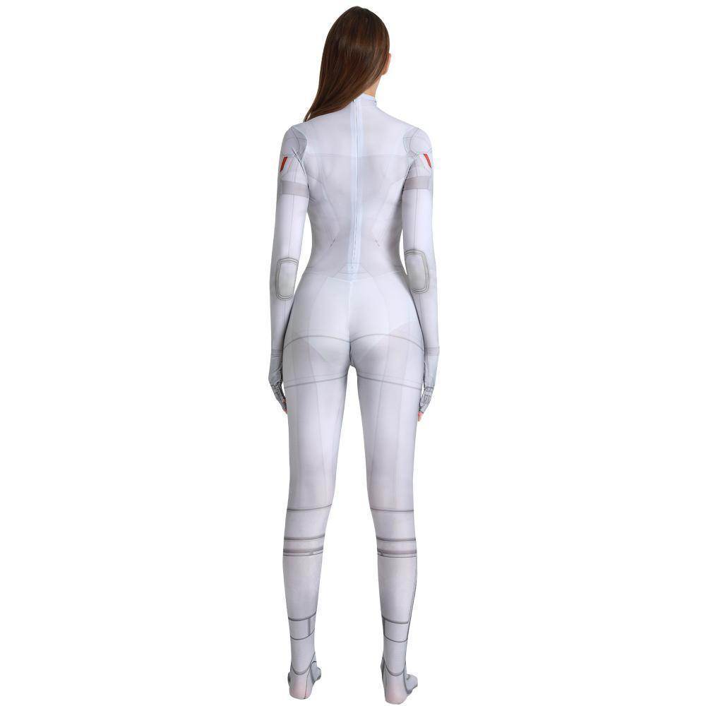 Black Widow White Cosplay Costume Zentai Bodysuit for Halloween Party - zzcosplay