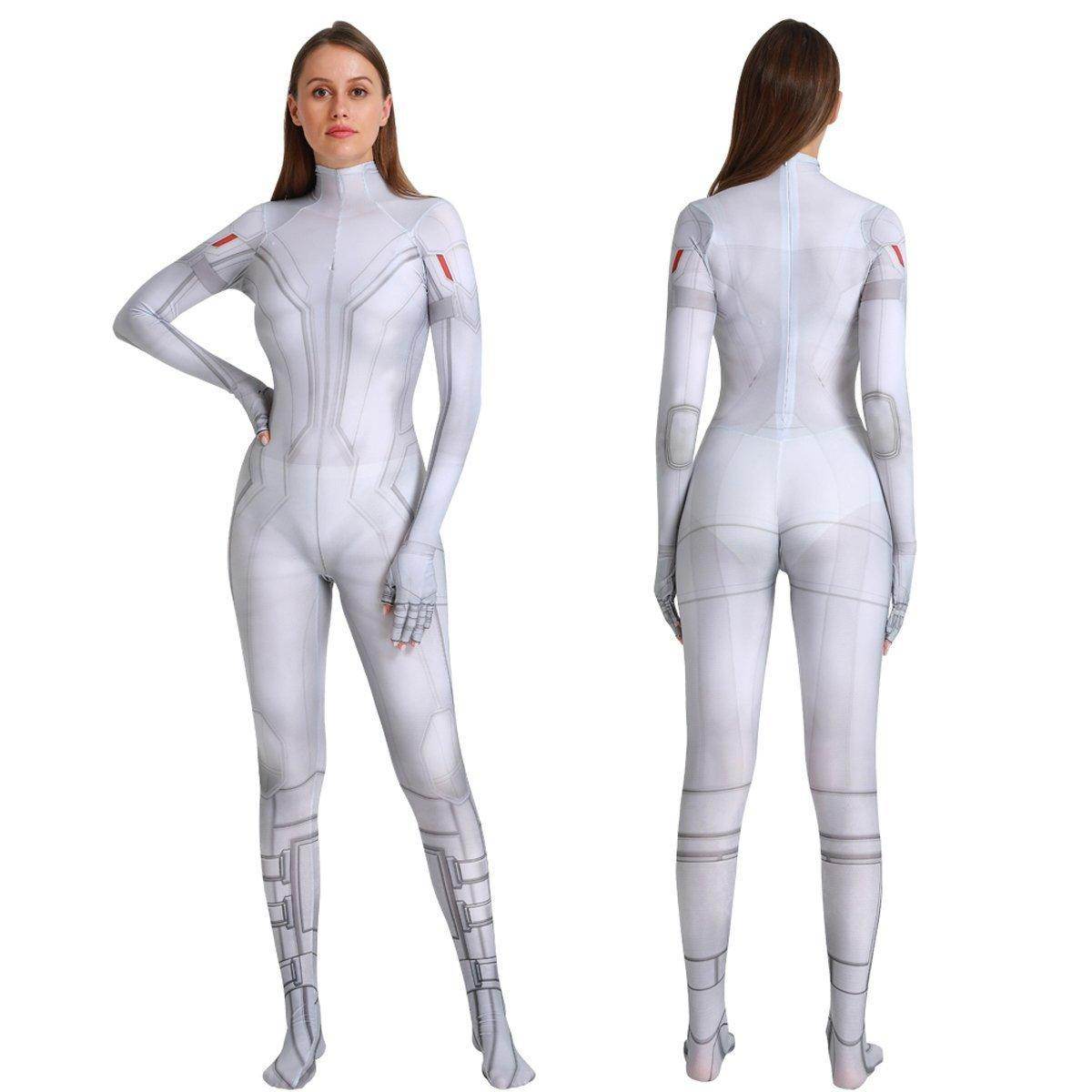 Black Widow White Cosplay Costume Zentai Bodysuit for Halloween Party - zzcosplay