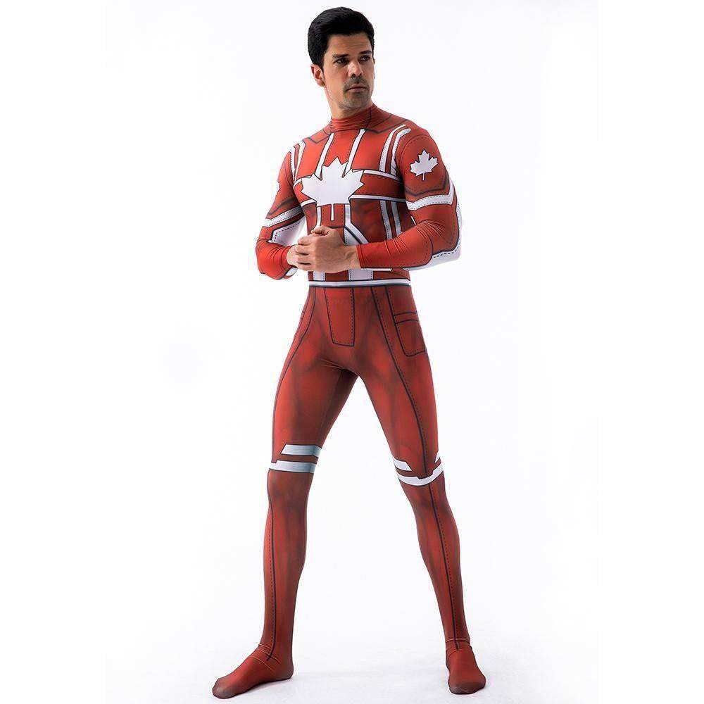 Captain Canuck Cosplay Costumes Jumpsuit Superhero Halloween Tights Zentai For Adult Kids - zzcosplay