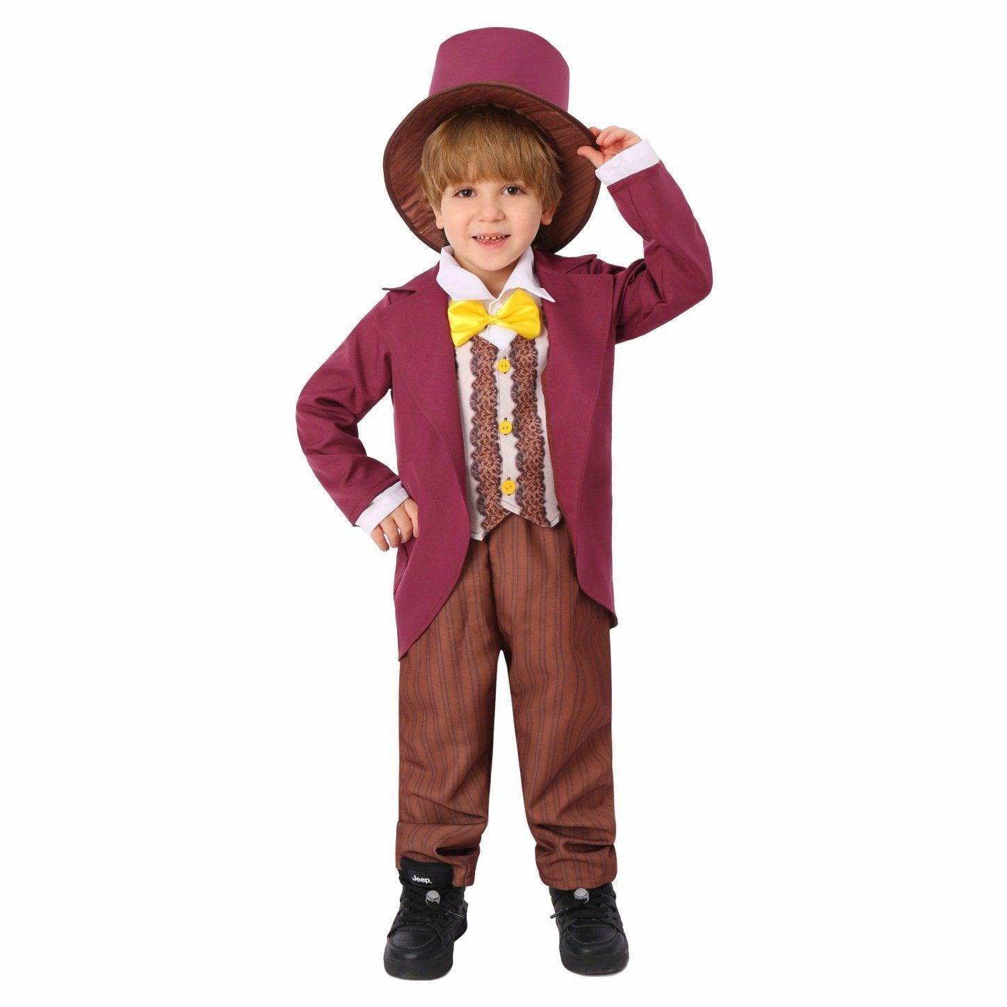 Chocolate Willy Wonka Movie Purple Kids Party Suit Cosplay Costumes Halloween - zzcosplay