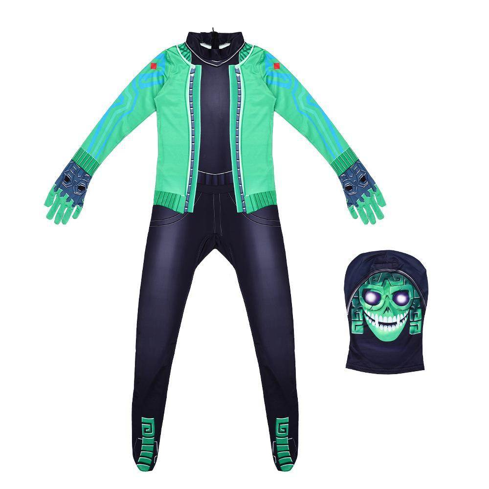 Fortnite Mezmer Cosplay Costume Halloween Jumpsuit Mask for Kids - zzcosplay