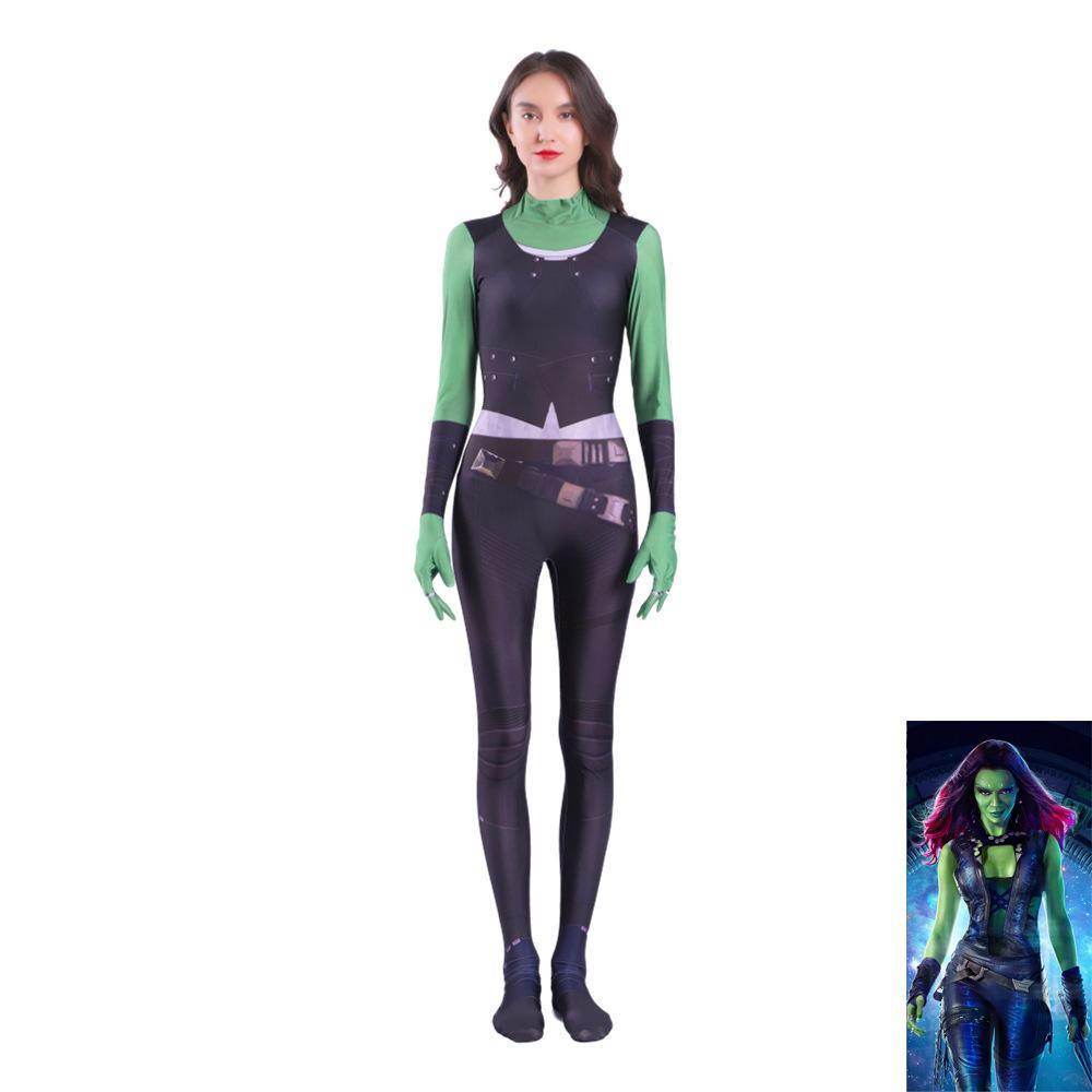 Gamora Costumes Guardians of The Galaxy Cosplay Jumpsuit Superhero Avengers Zentai - zzcosplay