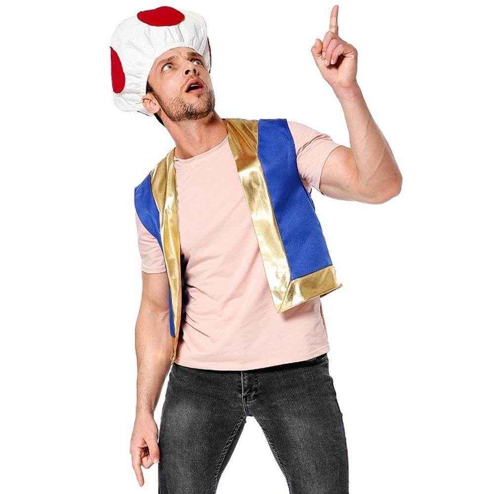 Halloween Mushroom Kingdom Red Dot Mushroom Head Captain Chino Acting Prop Costume - zzcosplay