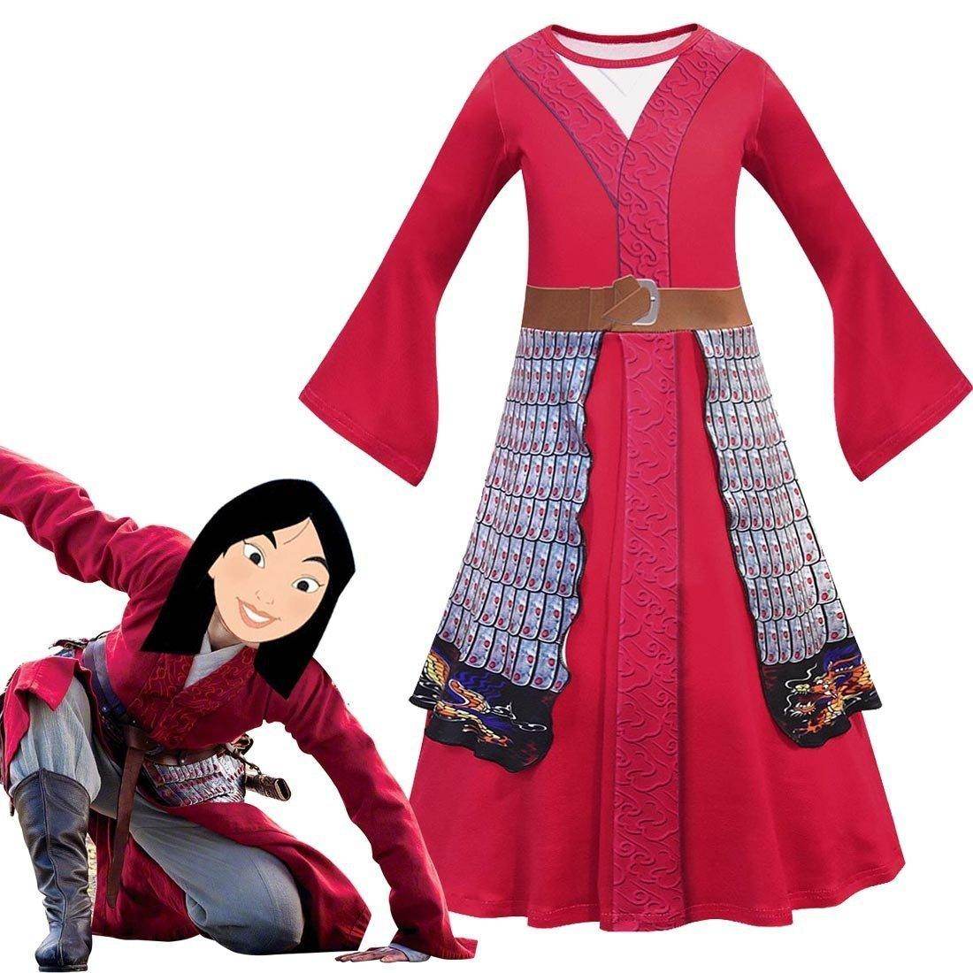 Hua Mulan Dress for girls Costumes Cosplay Heroine Movie Halloween Kids Party Dress - zzcosplay