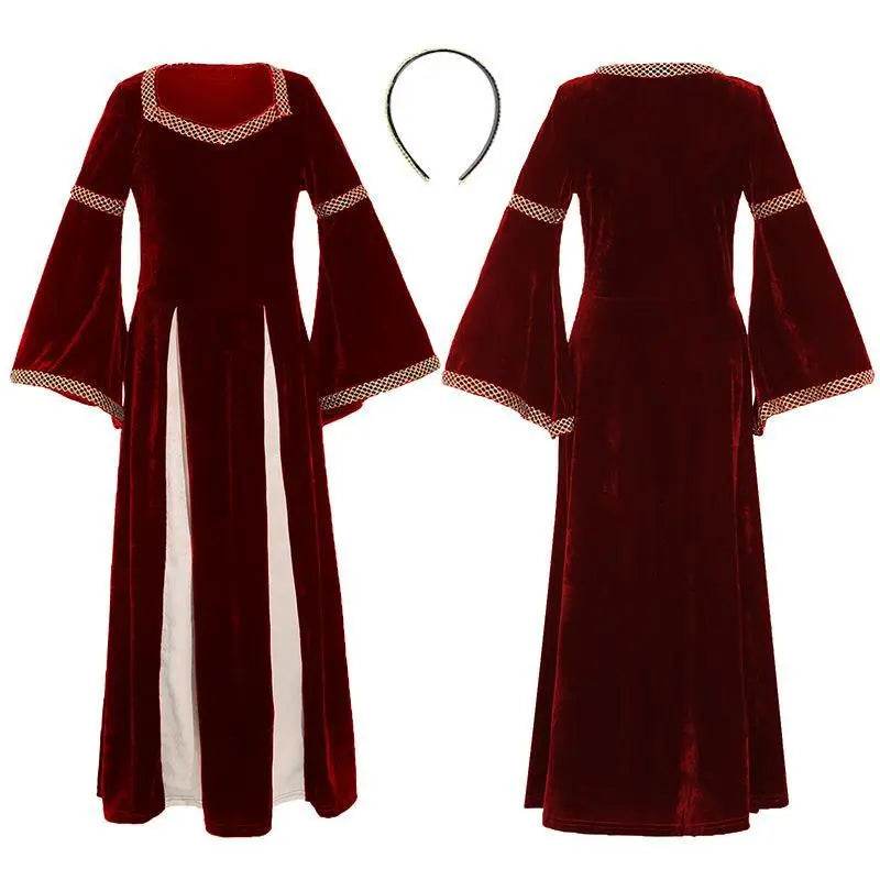 medieval fancy dress Costume Girls Children long dress with trumpet sleeves - zzcosplay