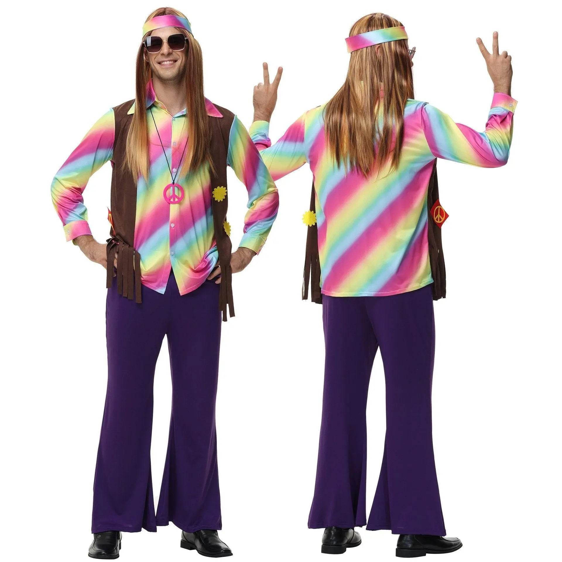 men's 70s disco hippie costume music festival rock dance party - zzcosplay