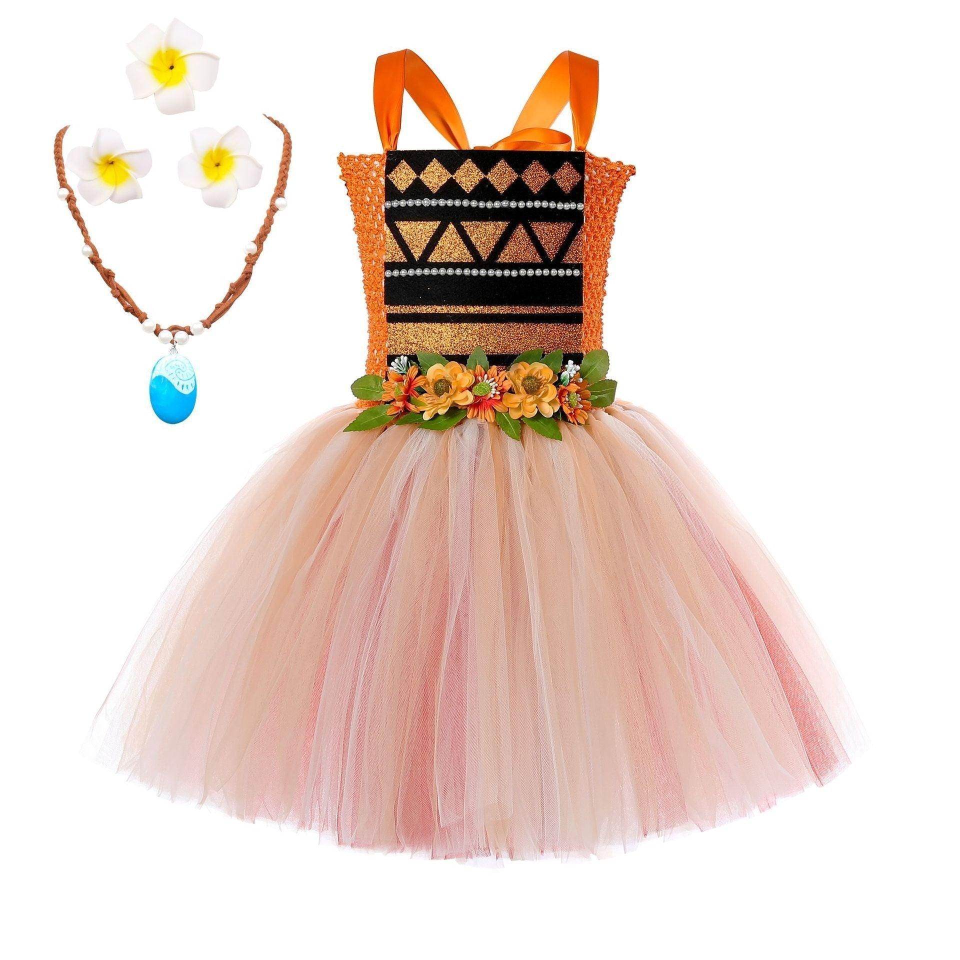 Movie Moana Princess Dress Sweet Flower Fairy dress party runway dress - zzcosplay