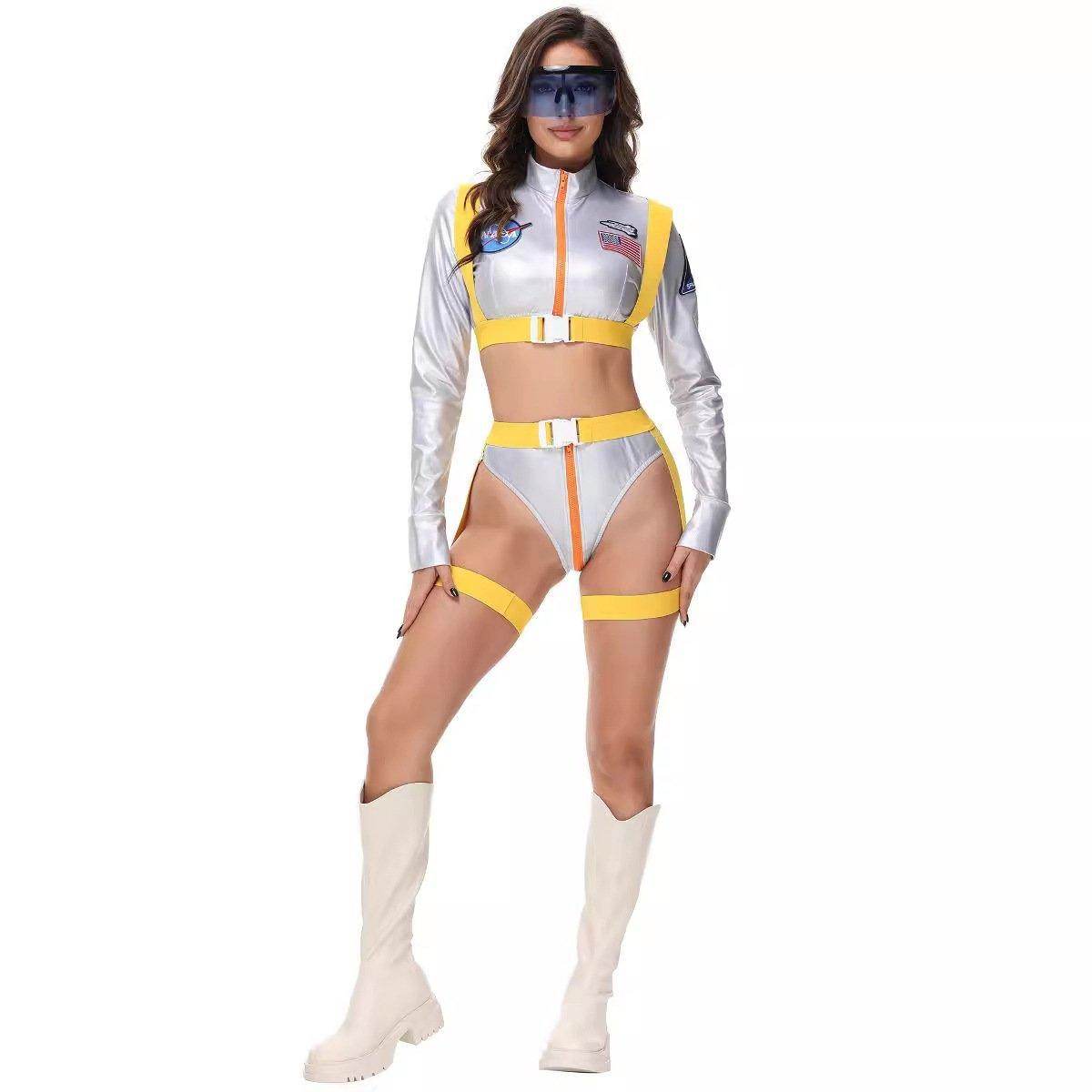 Nightclub Fun Gold Stamped Space Suit Astronaut Female Costume Music Festival Halloween - zzcosplay