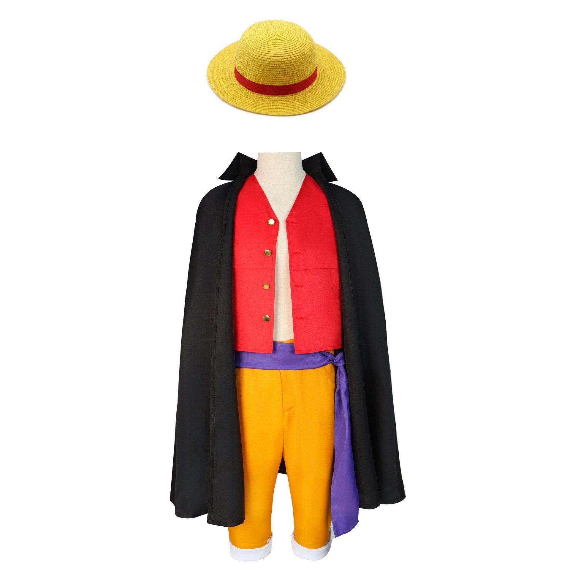 one picece luffy costume Anime Cosplay with straw hat Whole Set - zzcosplay