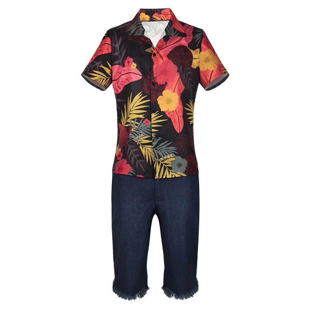 one picece luffy costume live floral shirt Anime Cosplay with straw hat - zzcosplay