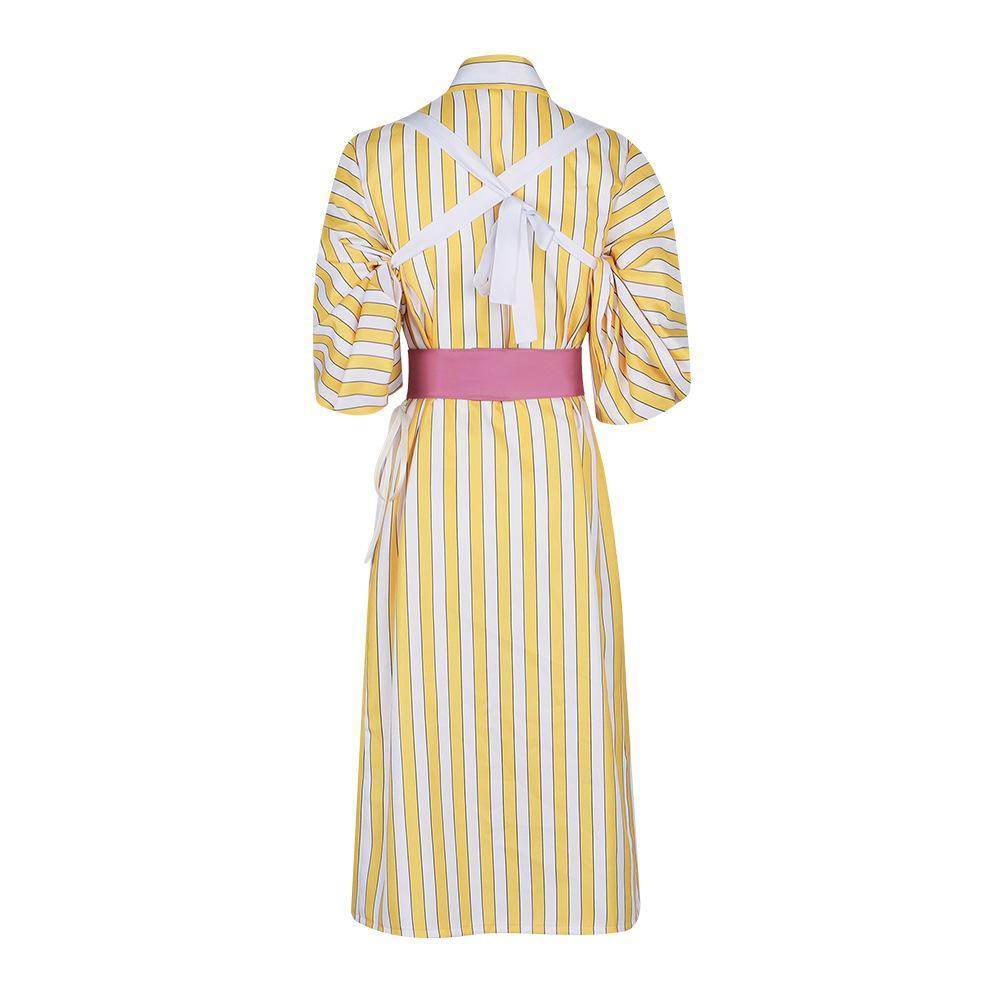 One Piece Wano Country Sanji Yellow striped kimono Costume Party Carnival Cosplay Full Set - zzcosplay