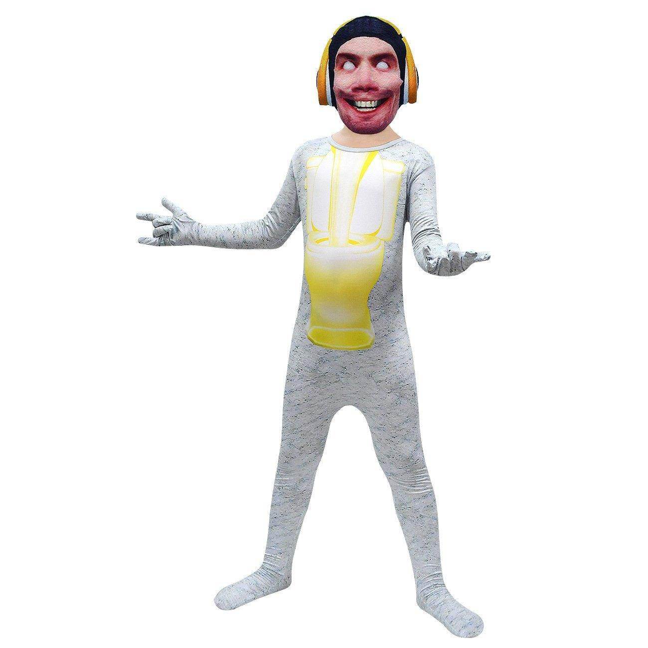 Skibidi Toilet White Jumpsuit Titan Tv man Cosplay Costume For Kids - zzcosplay