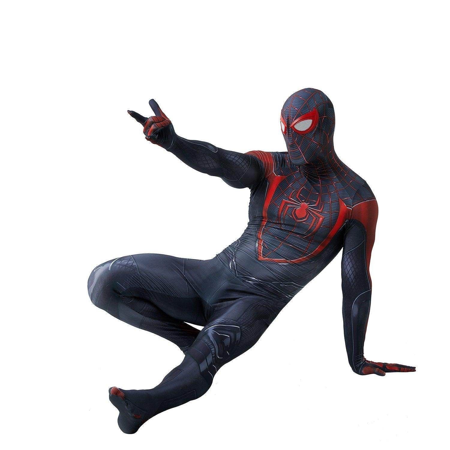 Spider-Man 2 Miles Morales Black Cosplay Jumpsuit Costume for Adults and Kids - zzcosplay
