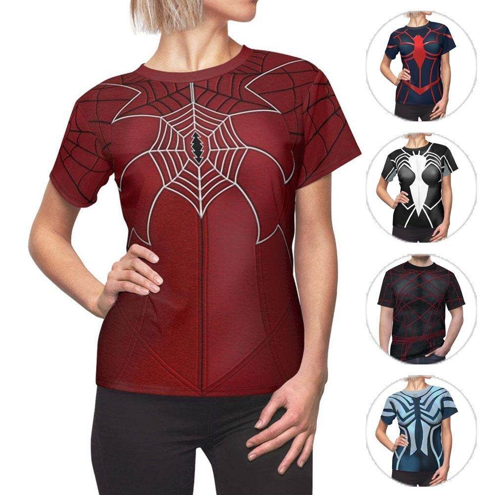 Spider-Woman Women's Short sleeve Shirt Madame Web Costume SuperHero Outfit - zzcosplay