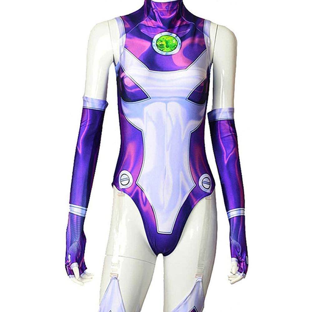 Starfire Jumpsuit Zentai Cosplay Costume Halloween Carnival Suit For Adults - zzcosplay