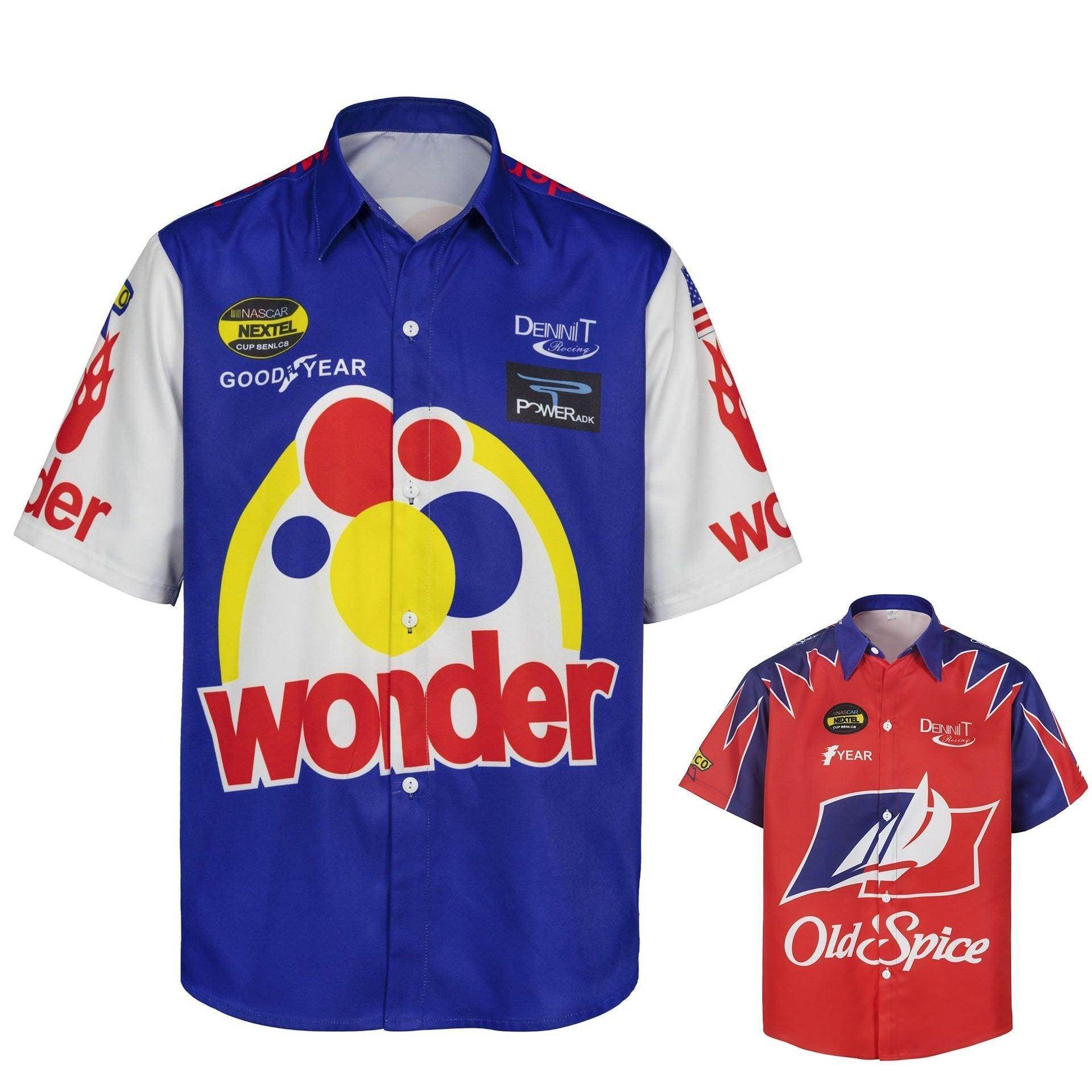Talladega Nights Ricky Bobby Racing Shirt and Hat Set Men's Short Sleeve Casual Costume - zzcosplay