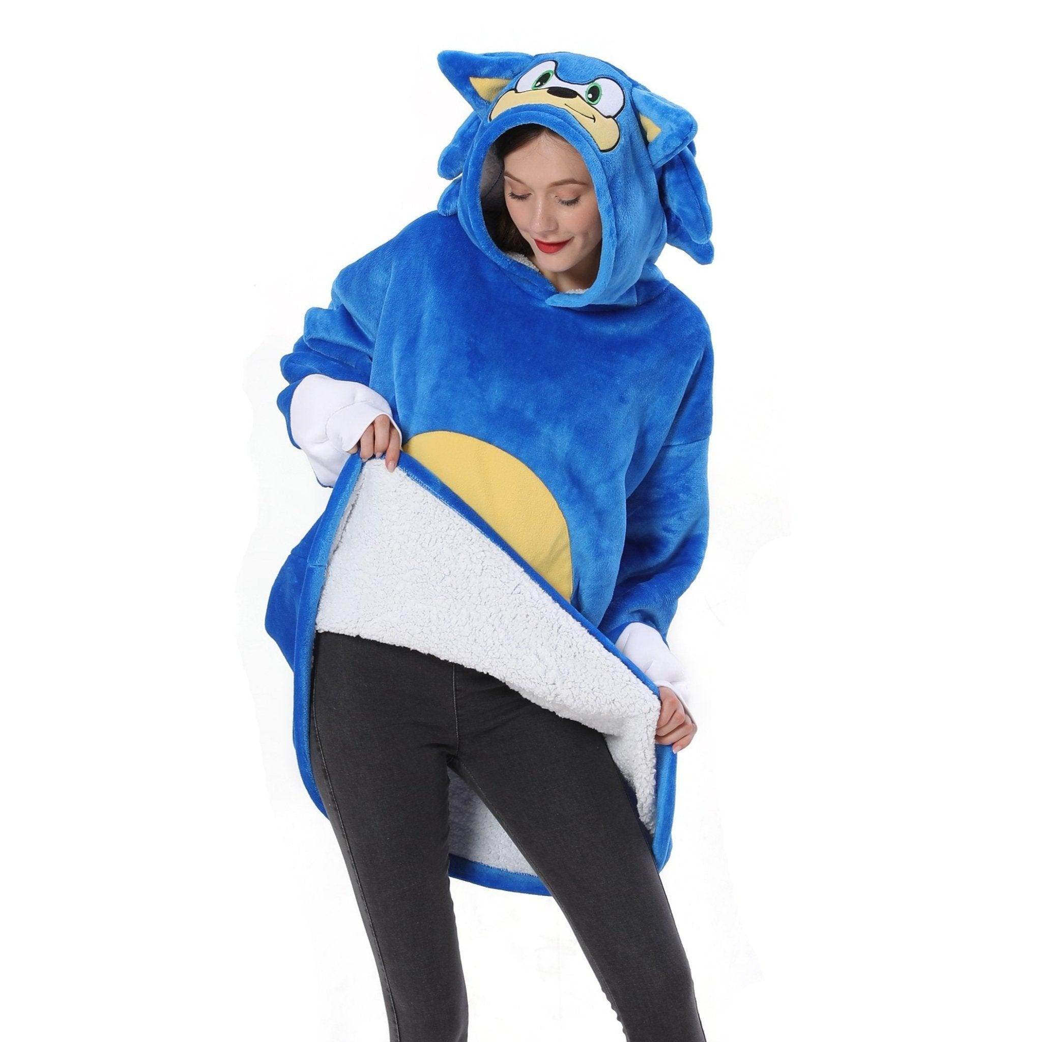 The Hedgehog Sonic Sonic Keep Warm Costume Cozy Cartoon Lazy TV Blanket - zzcosplay