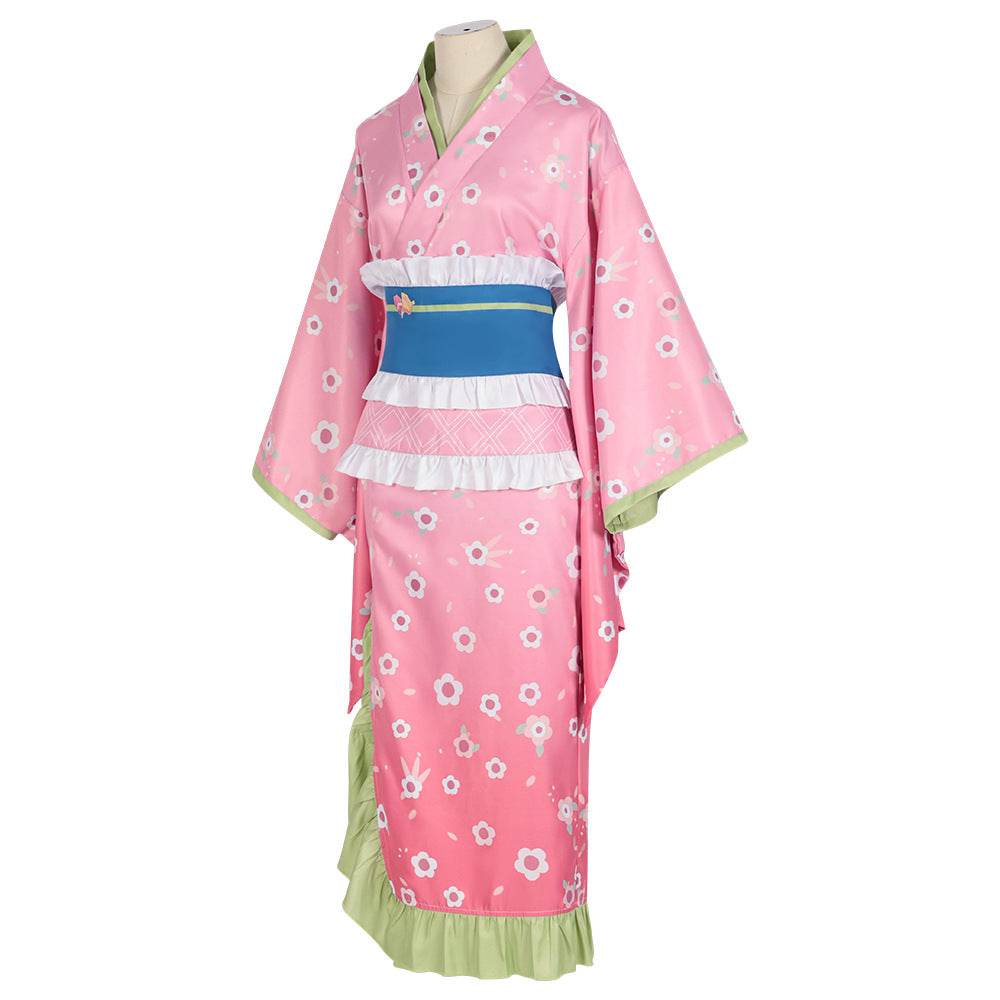 Kanroji Mitsuri Cosplay Costume Women Pink Kimono Party Carnival - zzcosplay