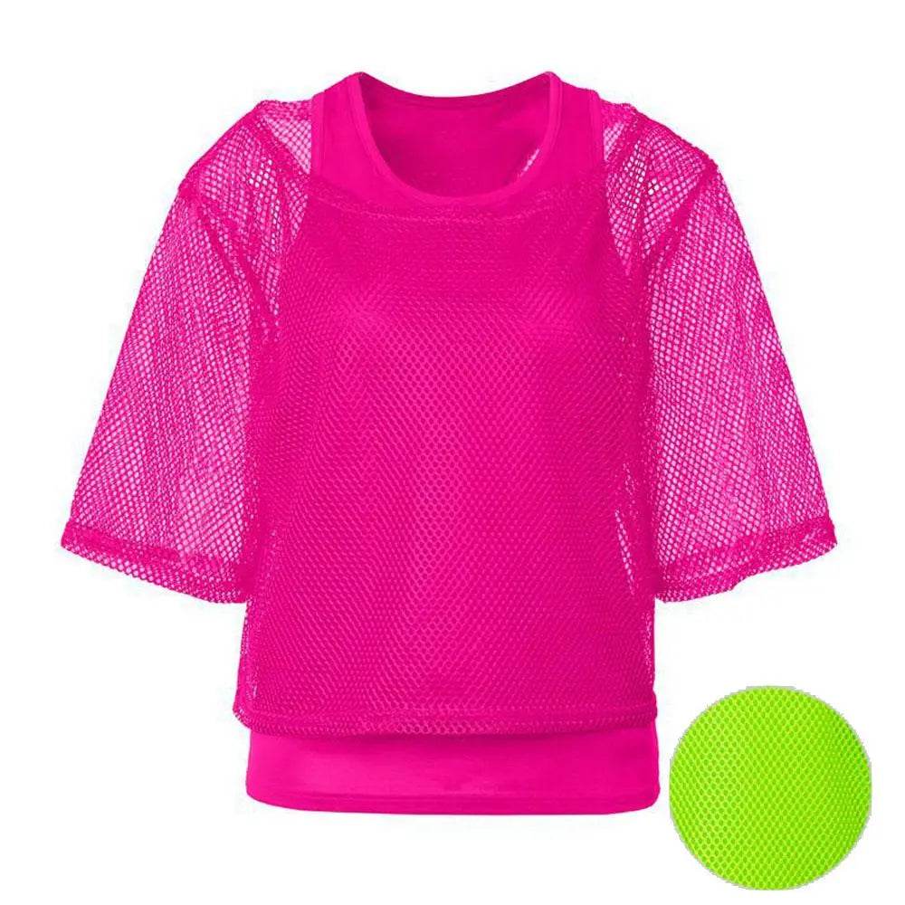 1980s Top Fishnet Women T-shirt 80s Costumes Cosplay Party Carnival - zzcosplay