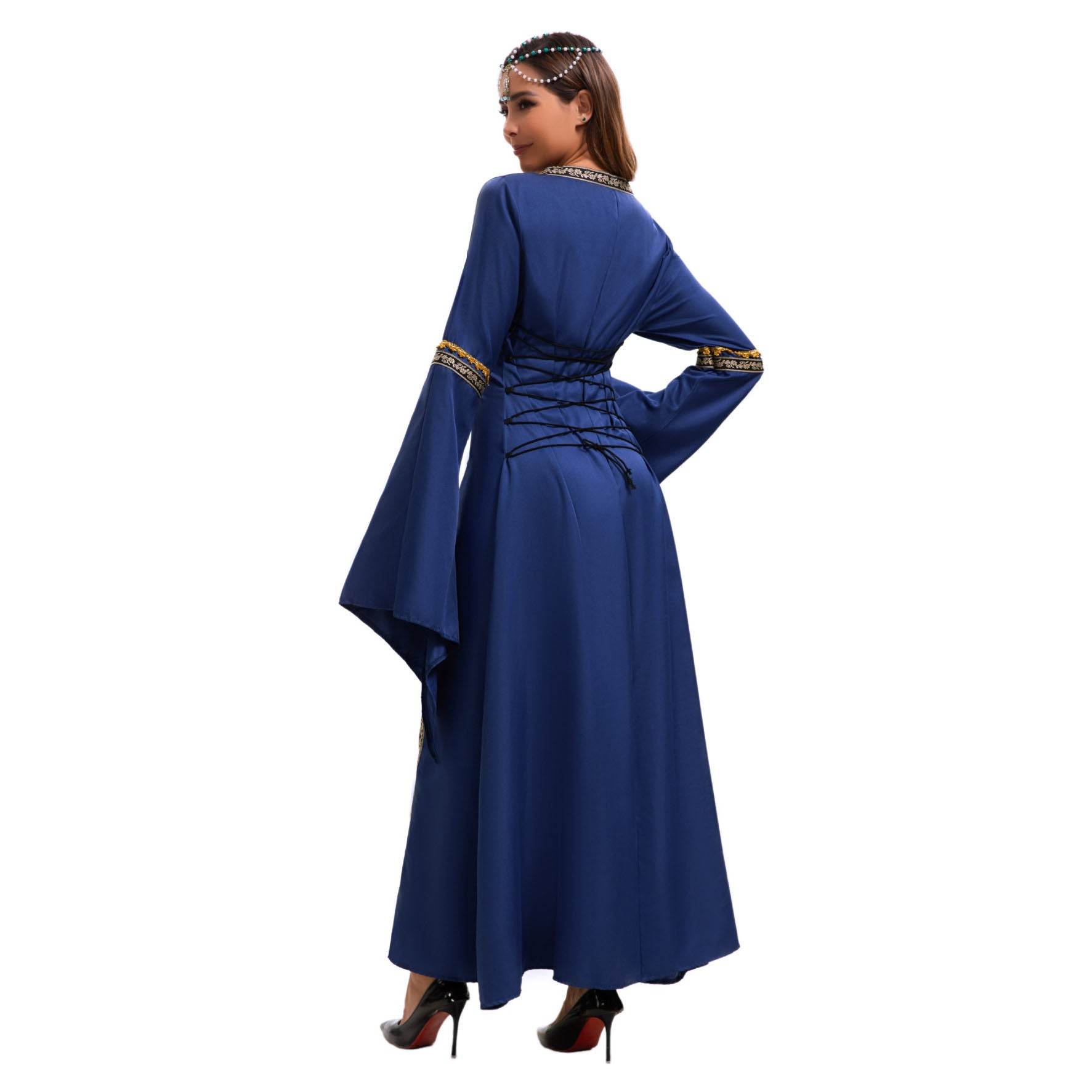 Gothic Retro Medieval Court Women Dresses Robe trumpet Long Sleeve - zzcosplay