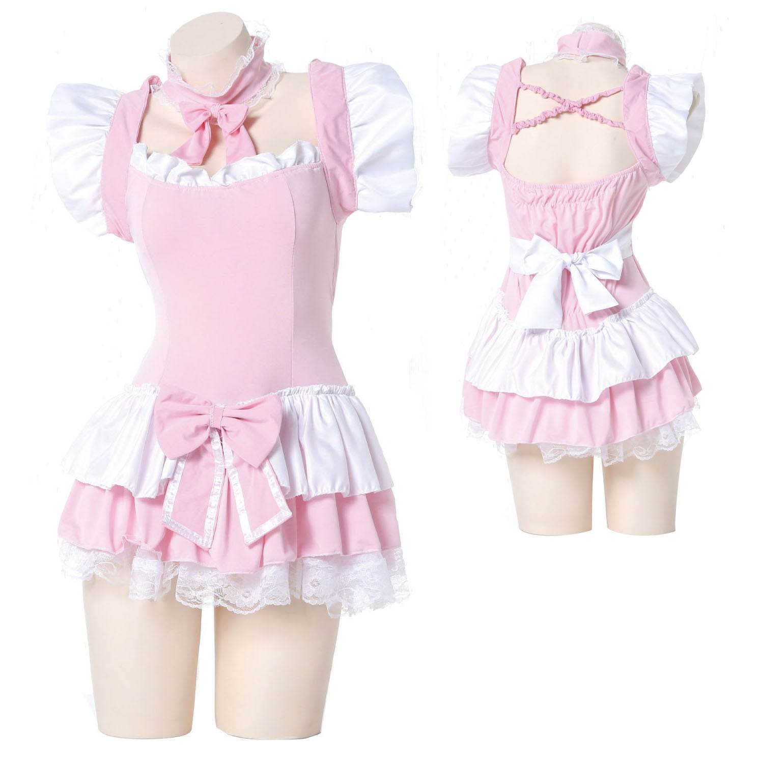 Pink Maid Uniform Role Play Sexy Performance Stage Costume - zzcosplay