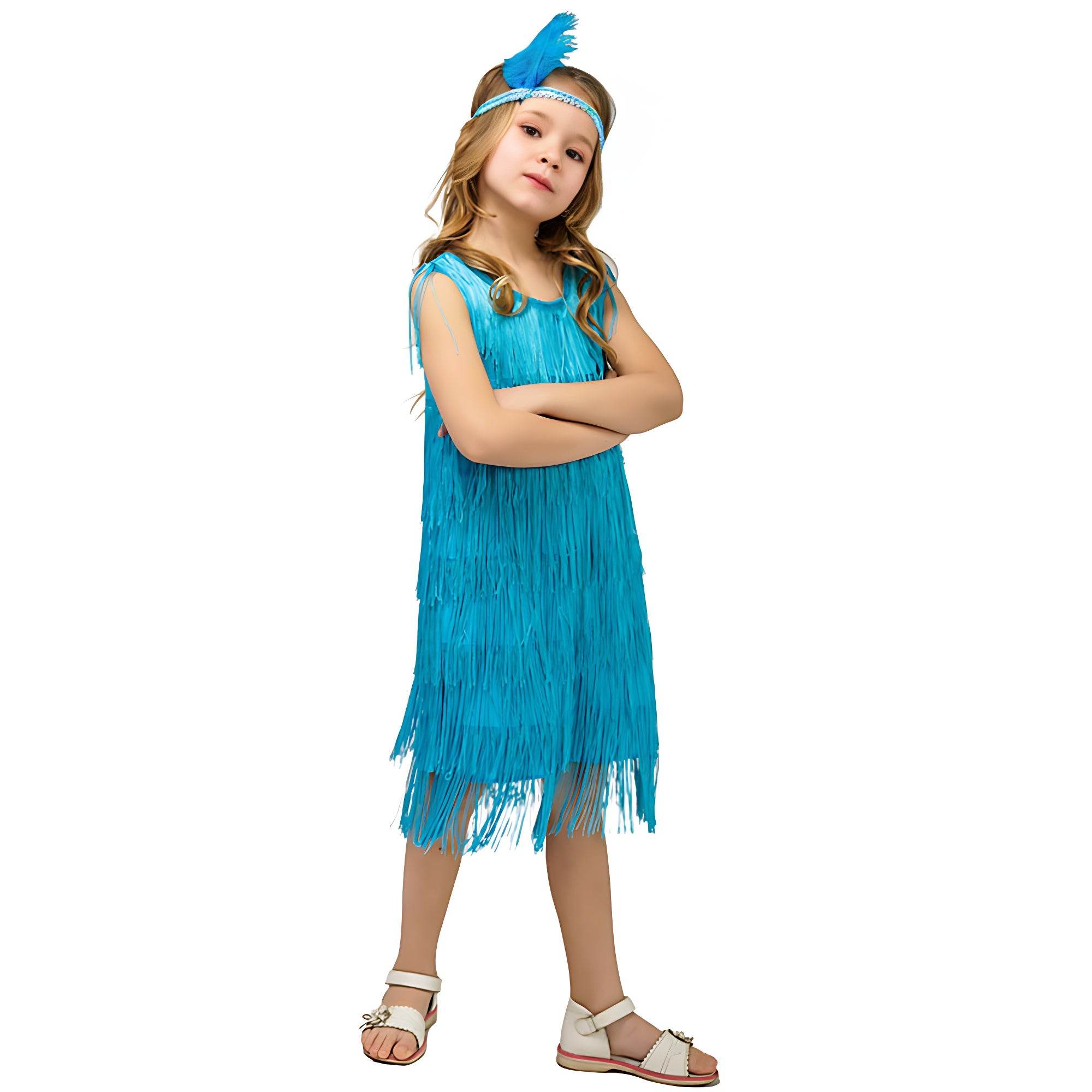 1920s Kids girls Retro Latin dance Party costume tassel Dress - zzcosplay