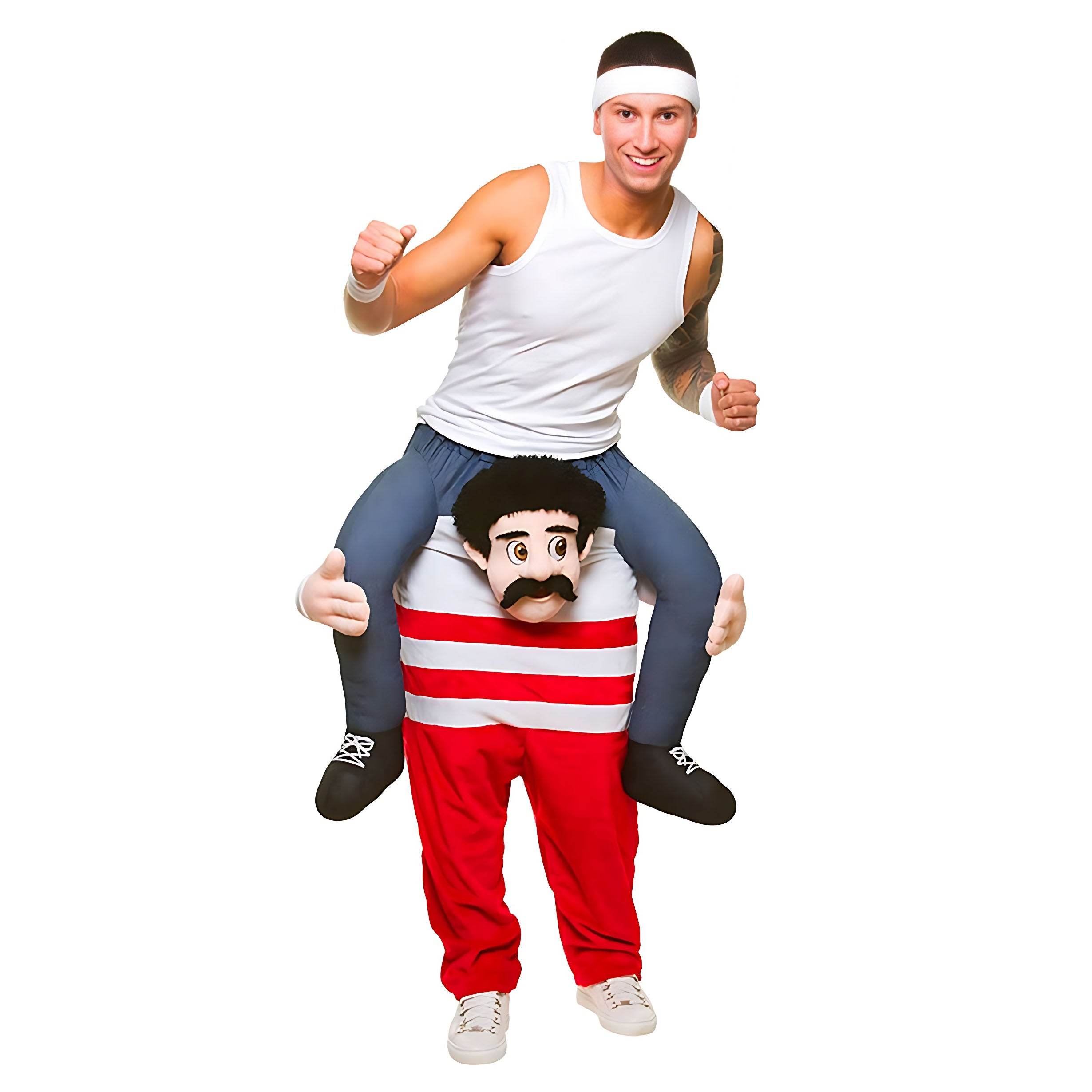 Striped Uncle White Beard Red Checkered Sumo Funny Puppet Costumes - zzcosplay