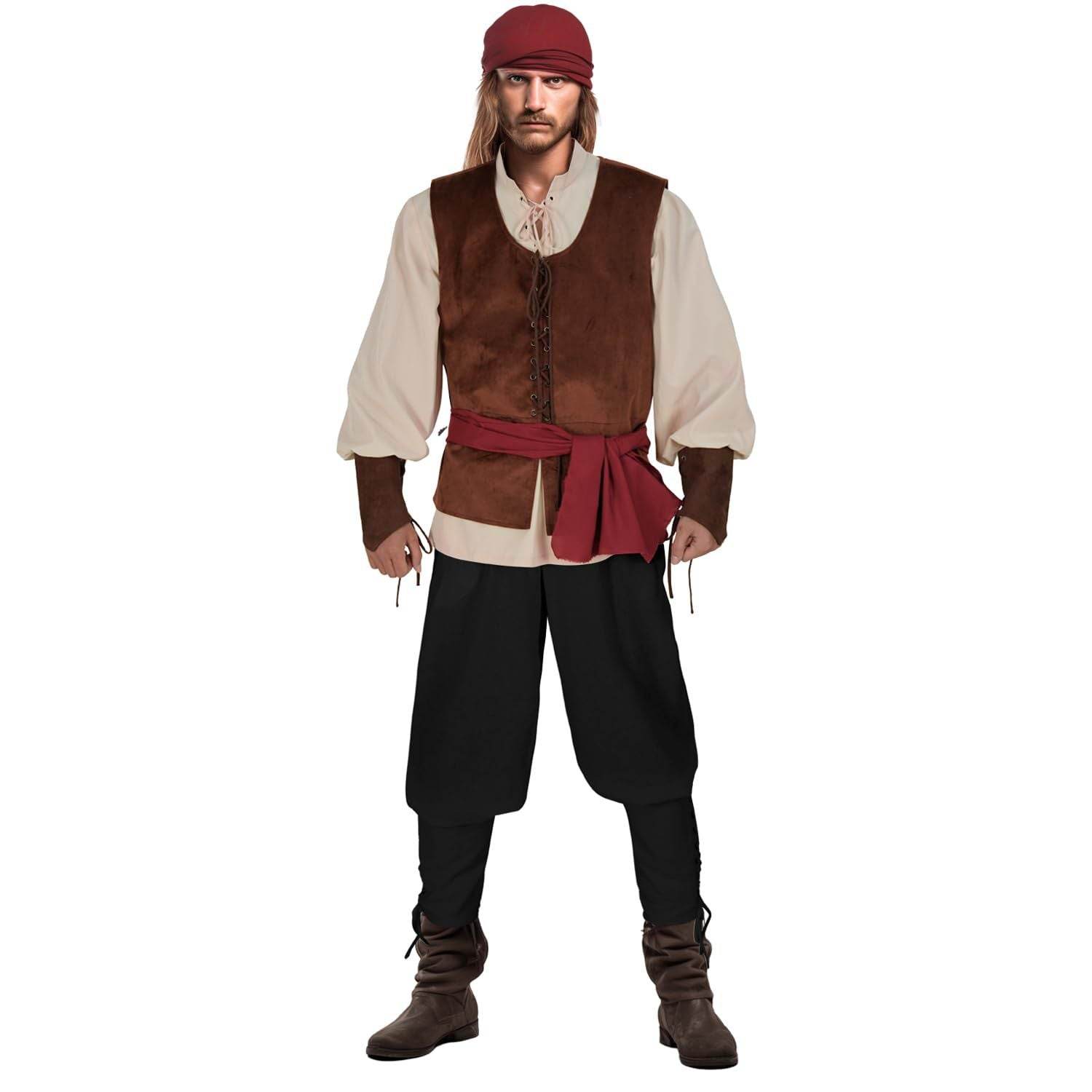 Halloween Caribbean Pirates Vest Adult Stage Costume - zzcosplay