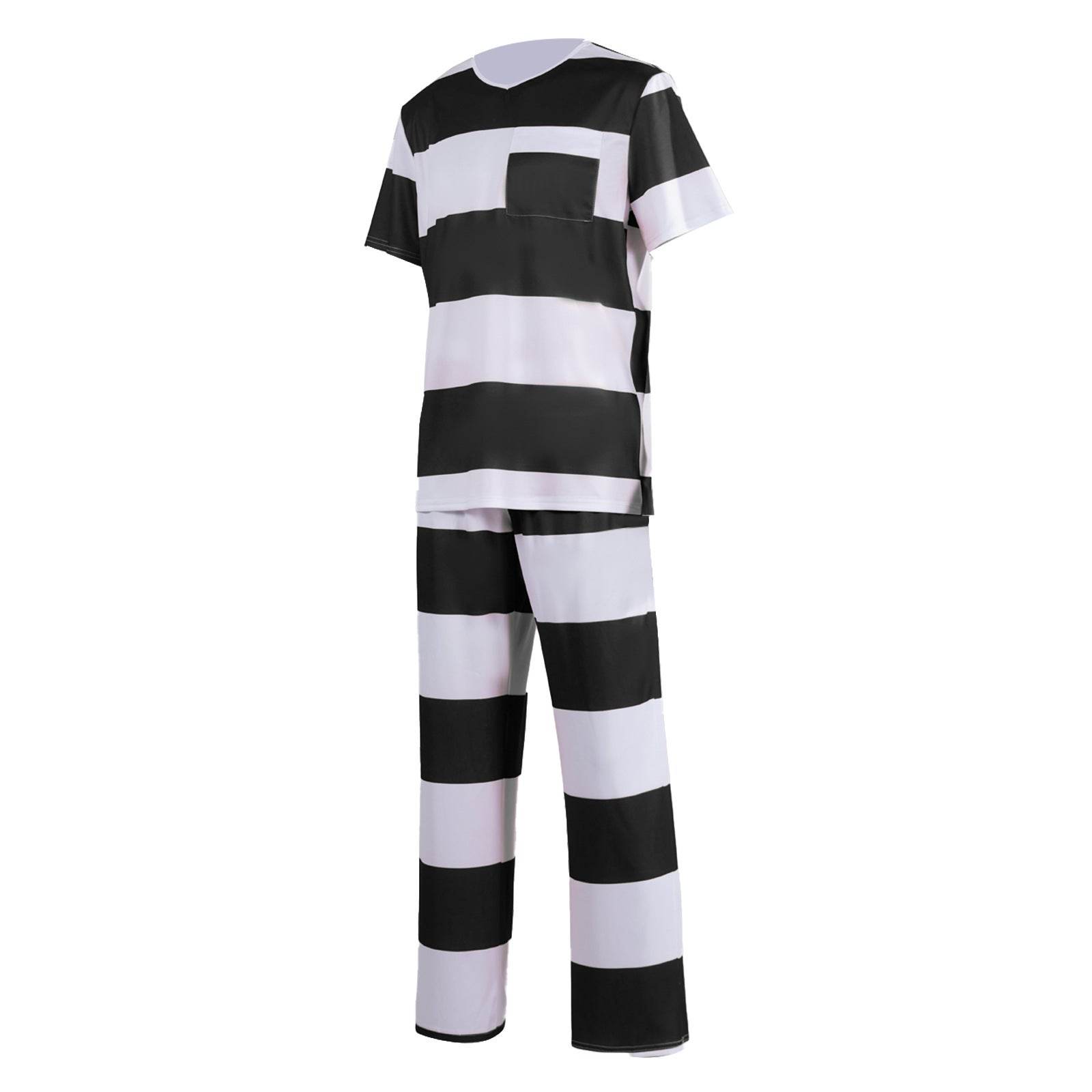 Halloween prison striped prisoner uniform role play adult costume - zzcosplay