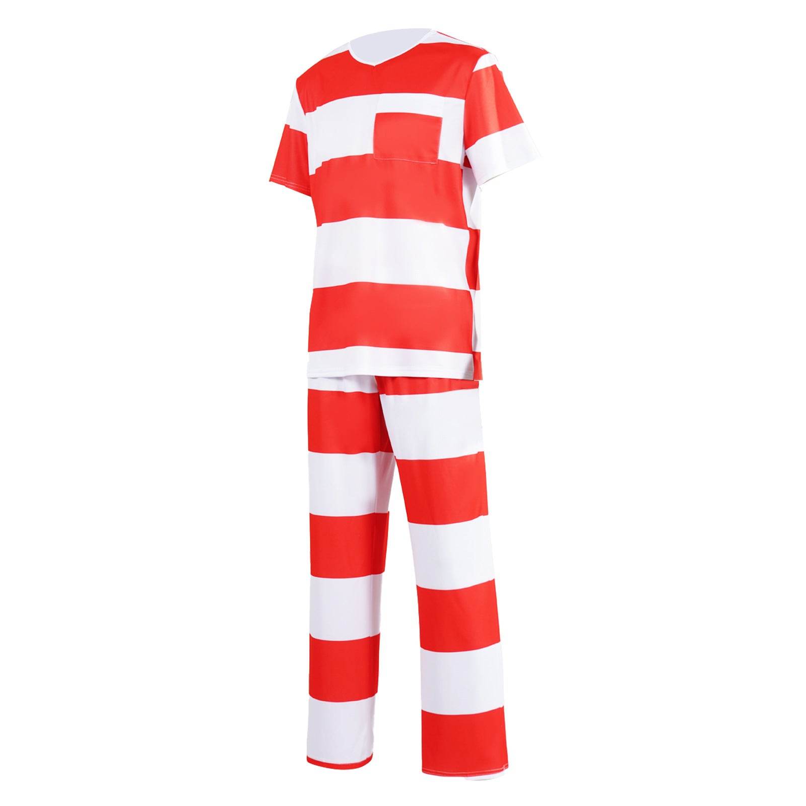 Halloween prison striped prisoner uniform role play adult costume - zzcosplay