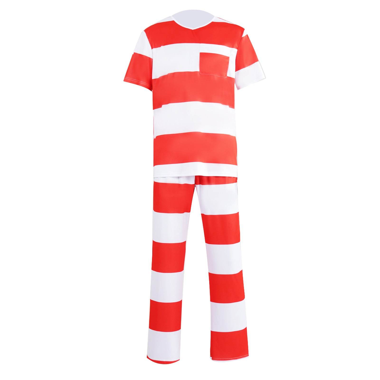 Halloween prison striped prisoner uniform role play adult costume - zzcosplay