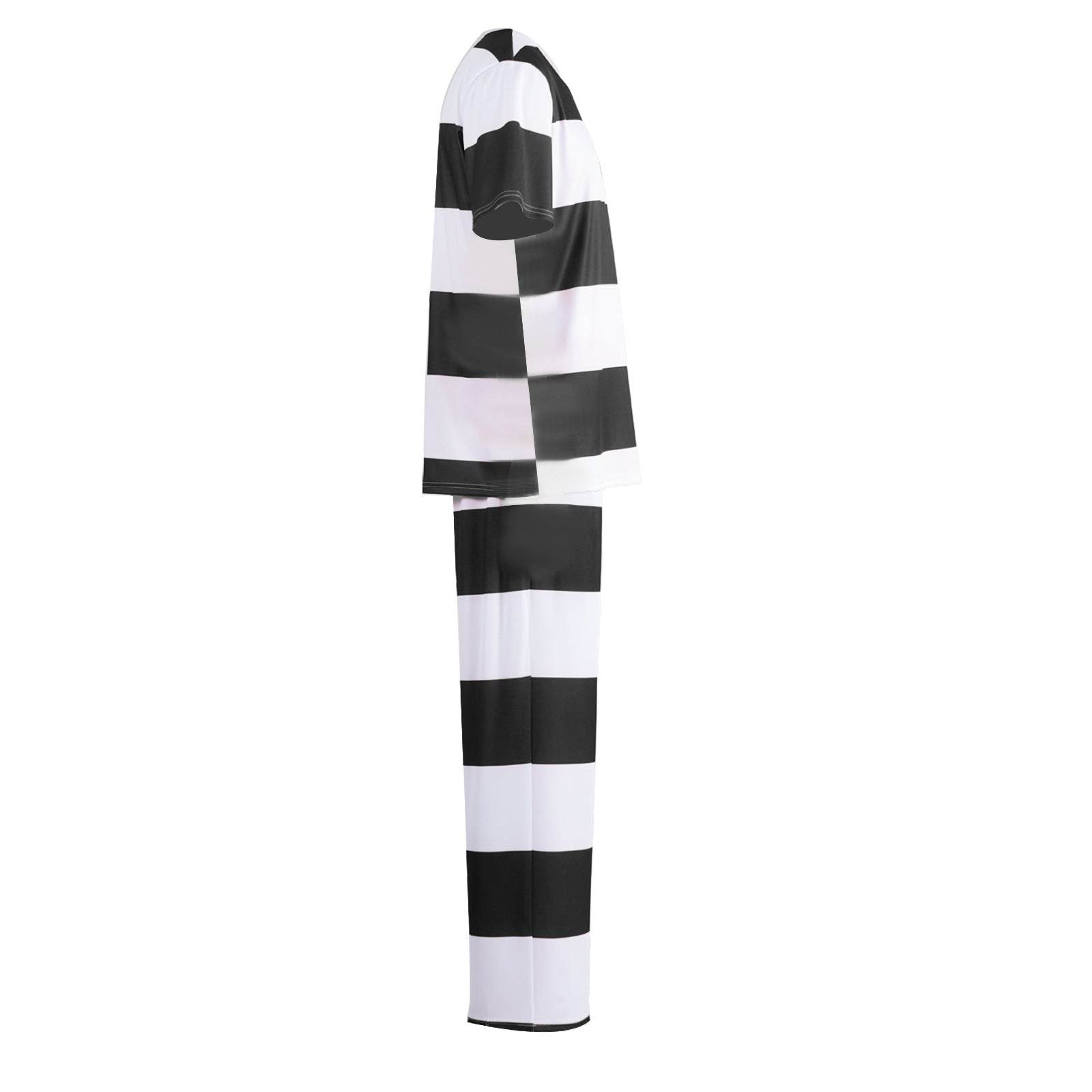 Halloween prison striped prisoner uniform role play adult costume - zzcosplay