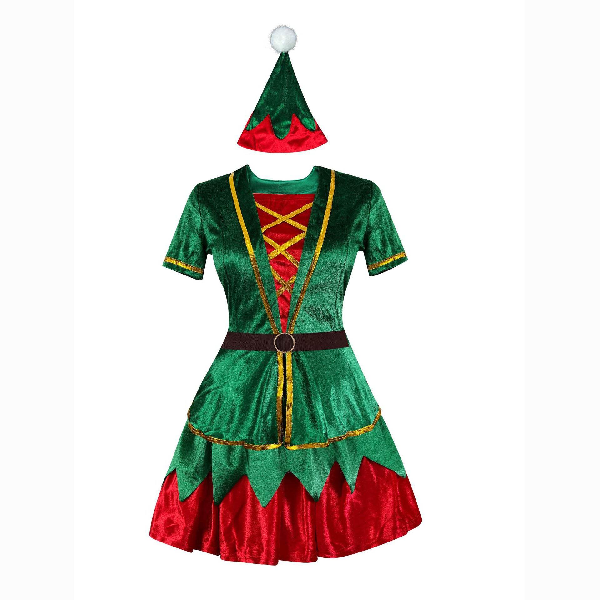 Green Christmas Party dress Costume adult couple stage costume - zzcosplay