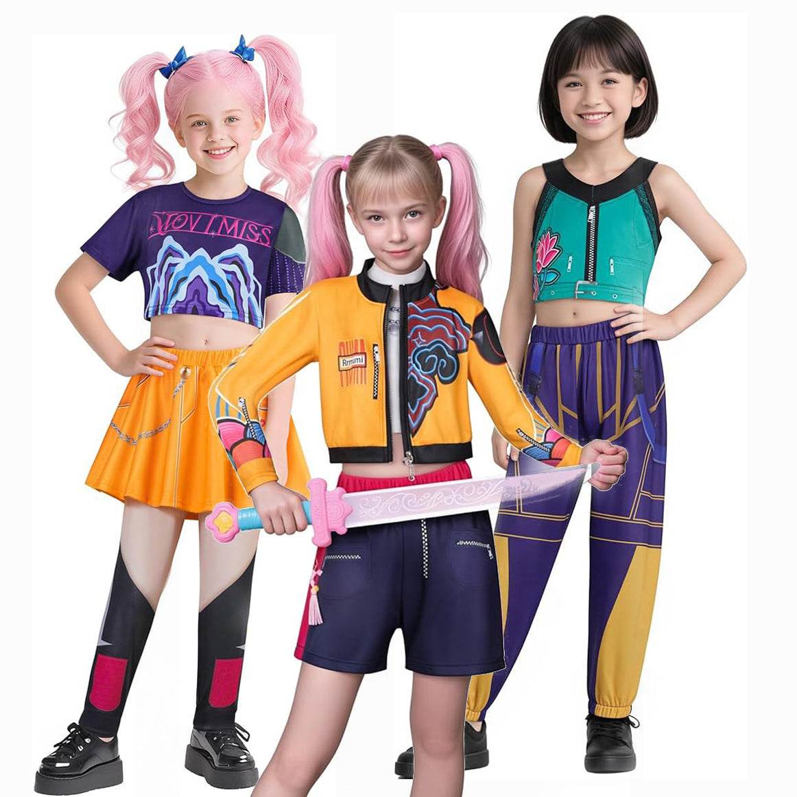 Movie KPop Demon Hunters Rumi Mira Zoey Cosplay Costume Dress Kids Girl Halloween - zzcosplay