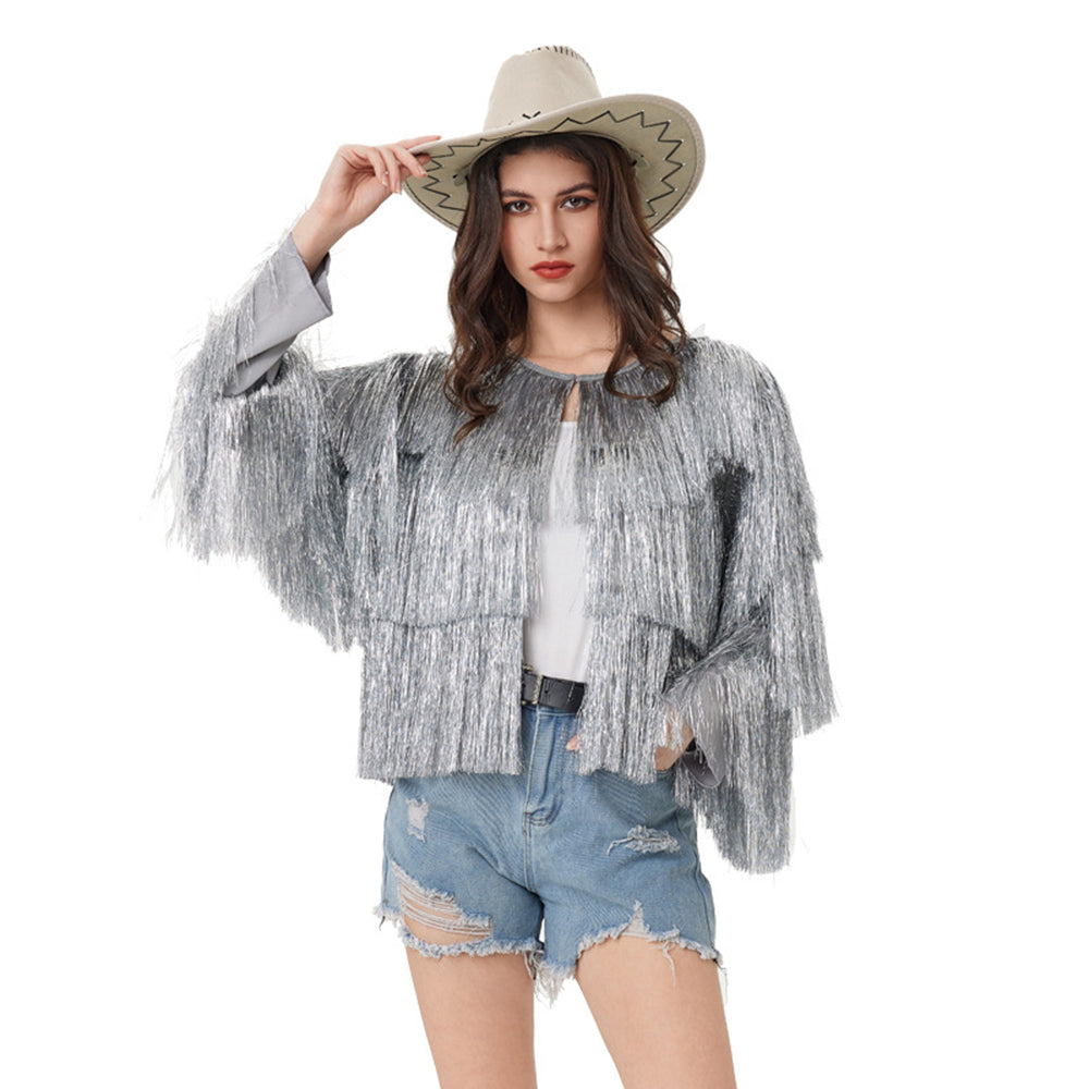 Fever Tassel Tinsel Festival Jacket Halloween Costume for women - ZZCOSPLAY