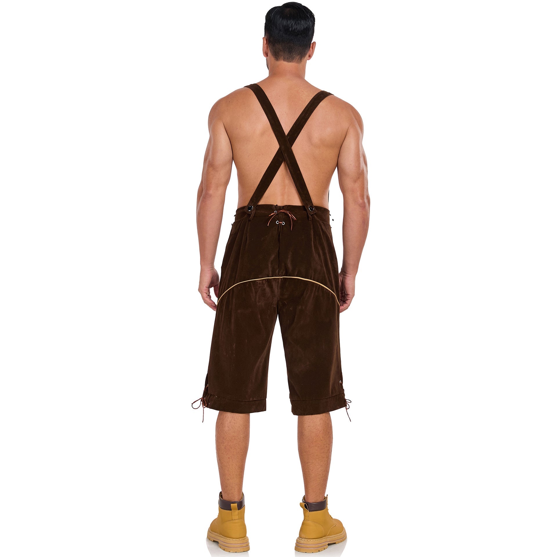 Men's German Bavarian Oktoberfest Costume Velvet Overalls Trousers Halloween - ZZCOSPLAY