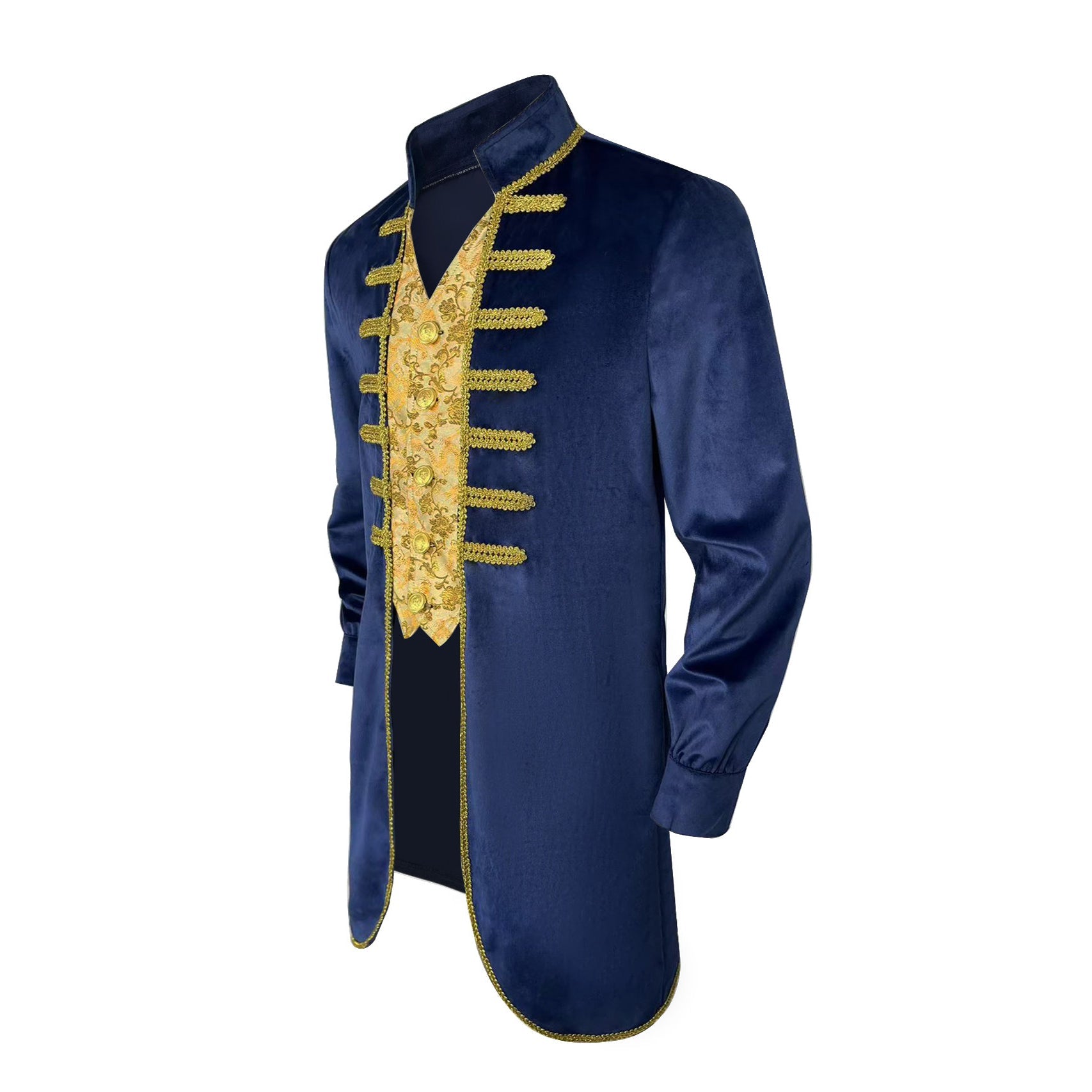 Men's Blue Beauty and the Beast Prince Costume Medieval Tailcoat Gothic Frock Coat - ZZCOSPLAY