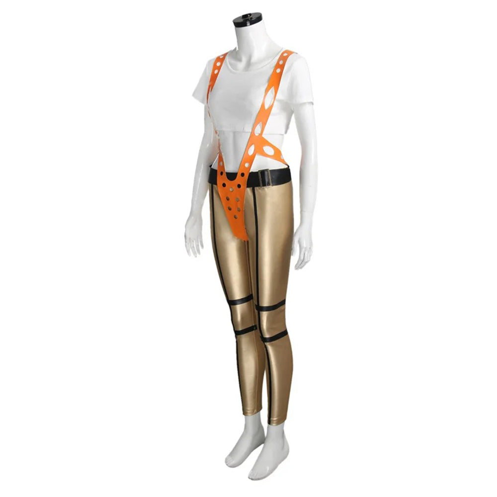 The Fifth Element Leeloo Cosplay Costume Skinny Bodysuit Pants Short T-Shirt - ZZCOSPLAY