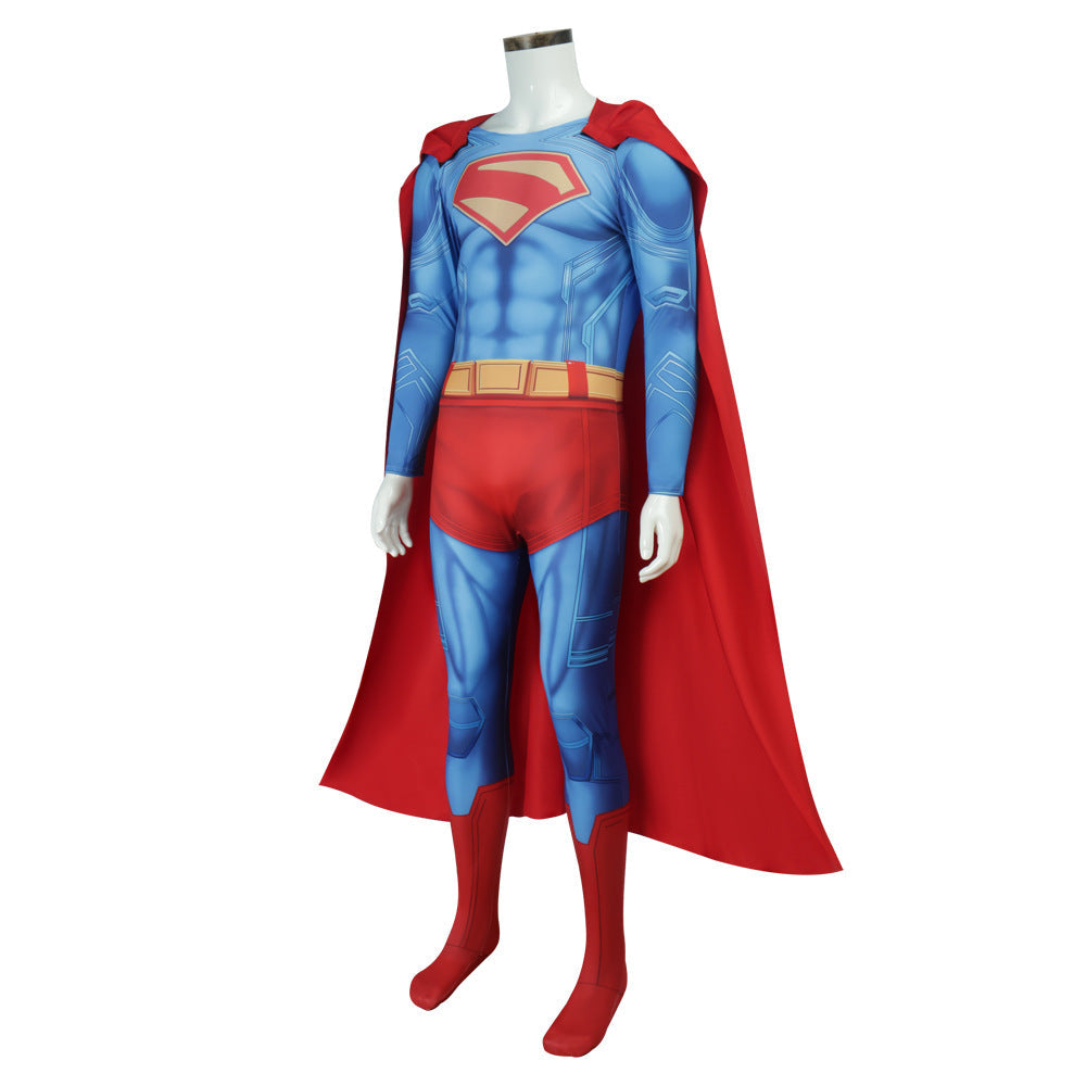Deluxe Superman Clark Kent 3D Jumpsuit with Cloak Bodysuit - ZZCOSPLAY