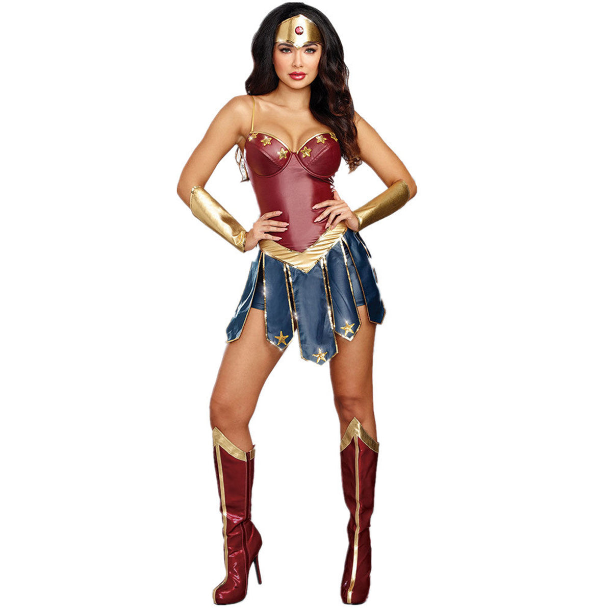 Deluxe Adults Ladies Wonder Woman Fancy Dress Halloween Superhero Costume - ZZCOSPLAY