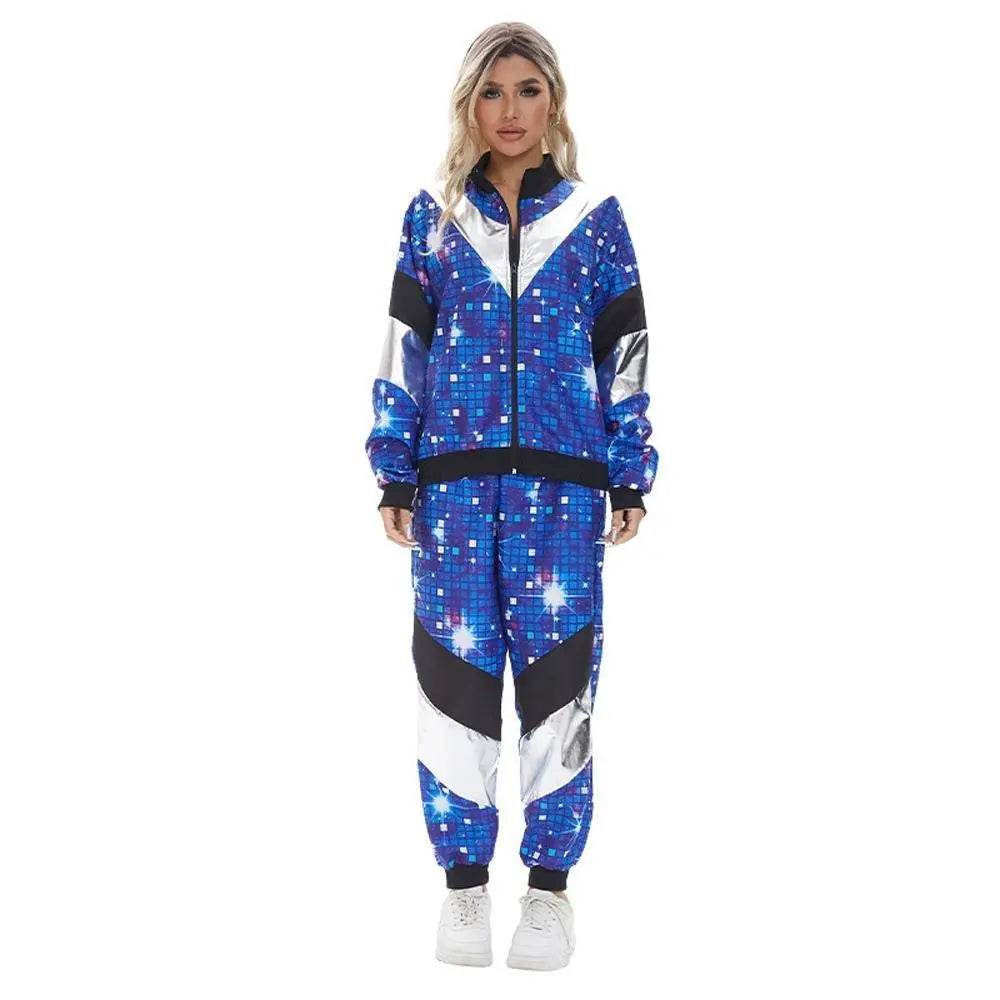 80s Retro Disco Hip Hop Fancy Dress Adult Costume Outfits Carnival Suit - zzcosplay