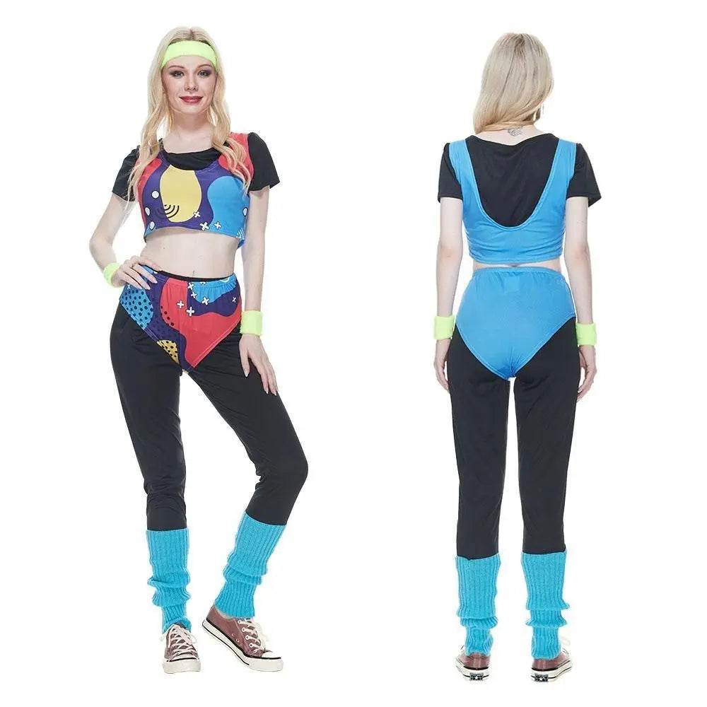 80s Retro Disco Hip Hop Sports Suit Fancy Dress Halloween Costume Dance Outfit - zzcosplay