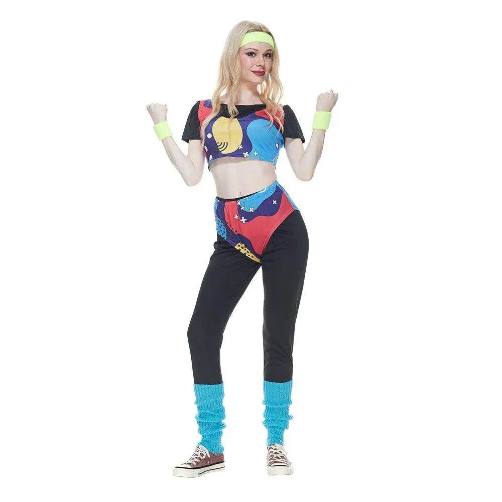 80s Retro Disco Hip Hop Sports Suit Fancy Dress Halloween Costume Dance Outfit - zzcosplay